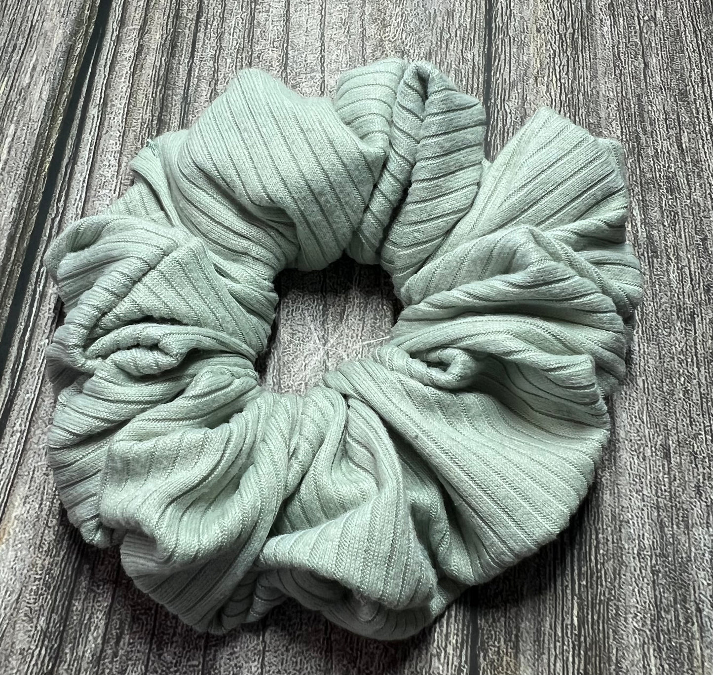 Mint Green Ribbed Scrunchie