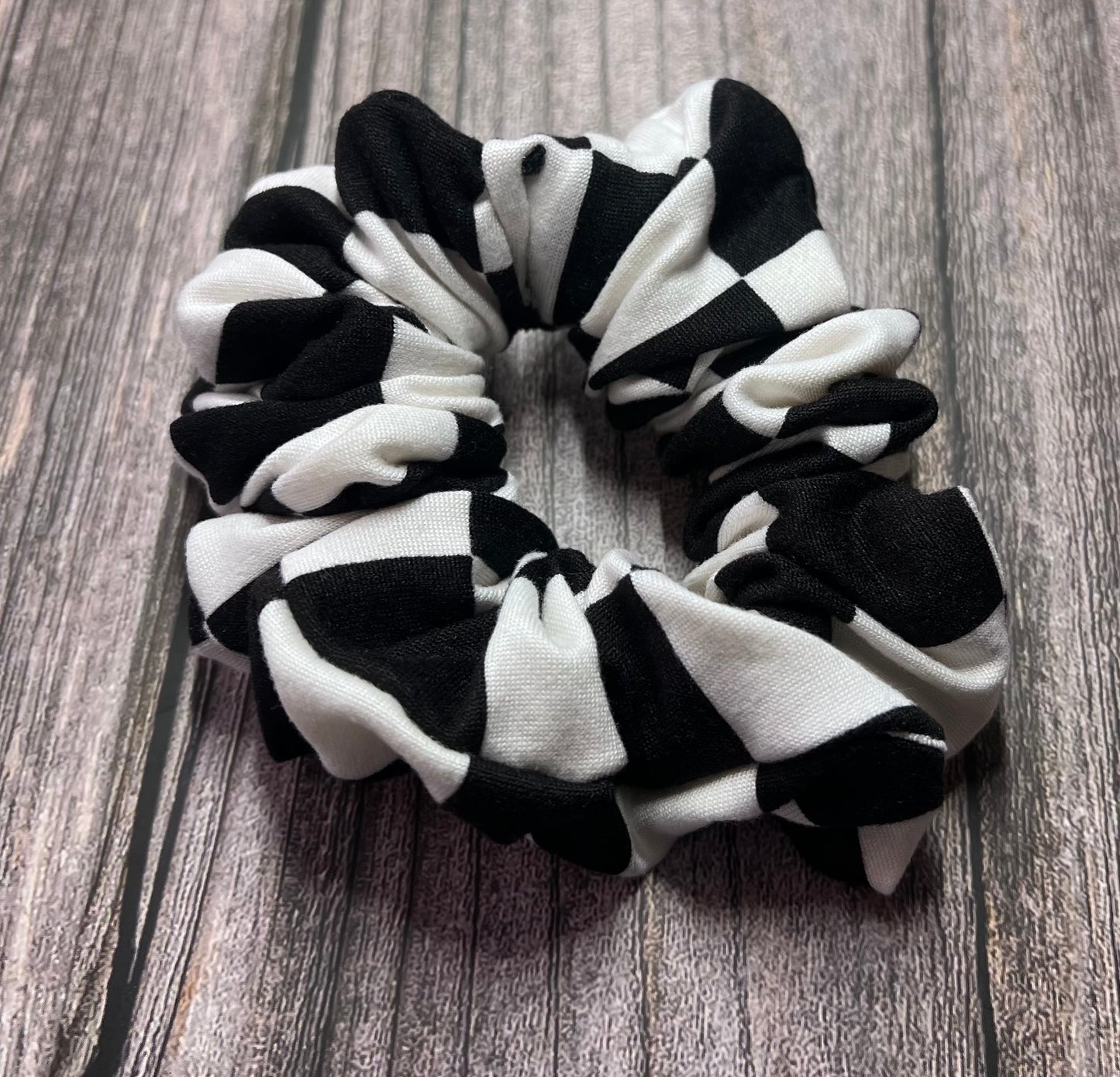 Black & White Checkerboard Scrunchie