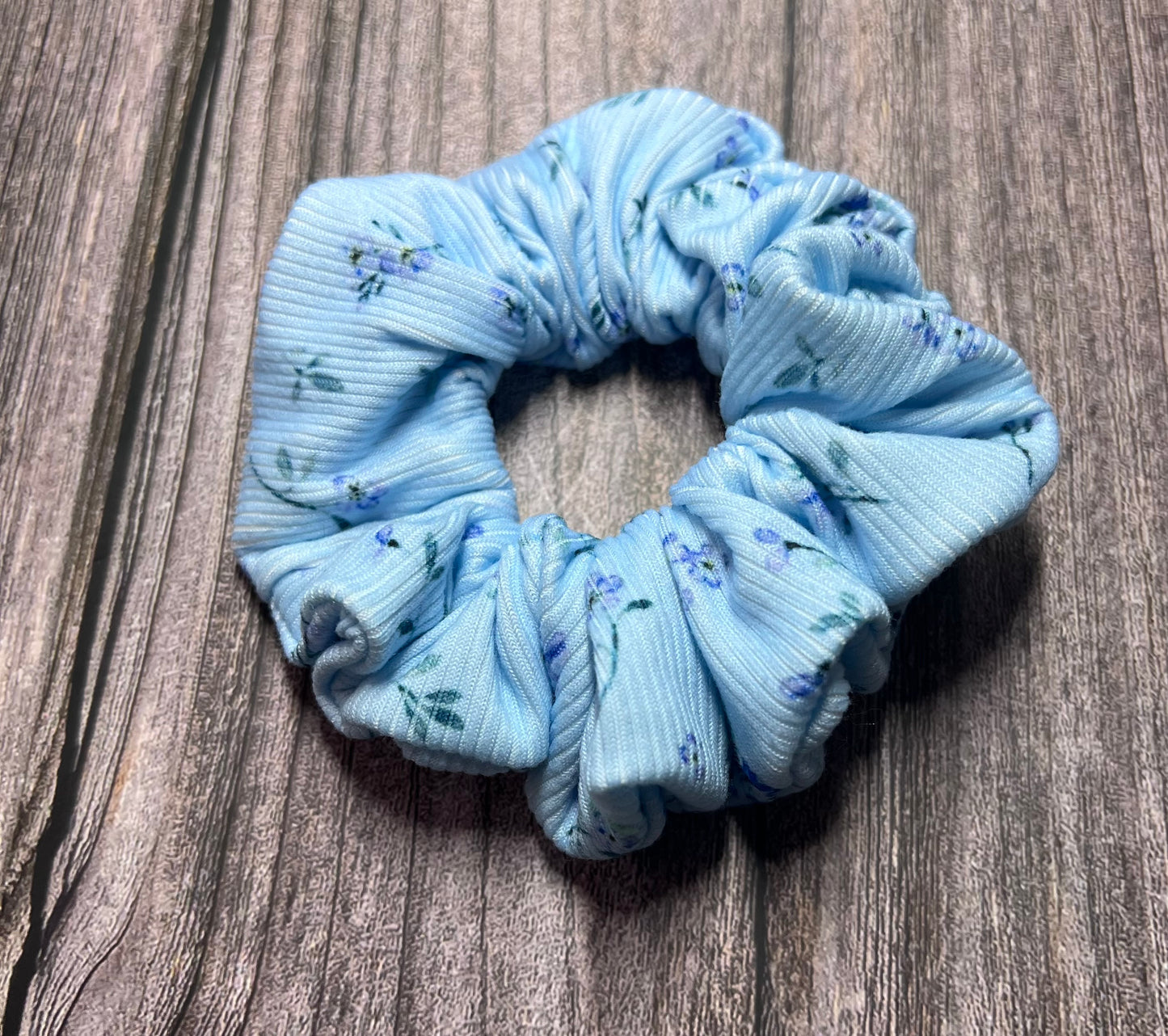 Pretty Blue Floral Scrunchie