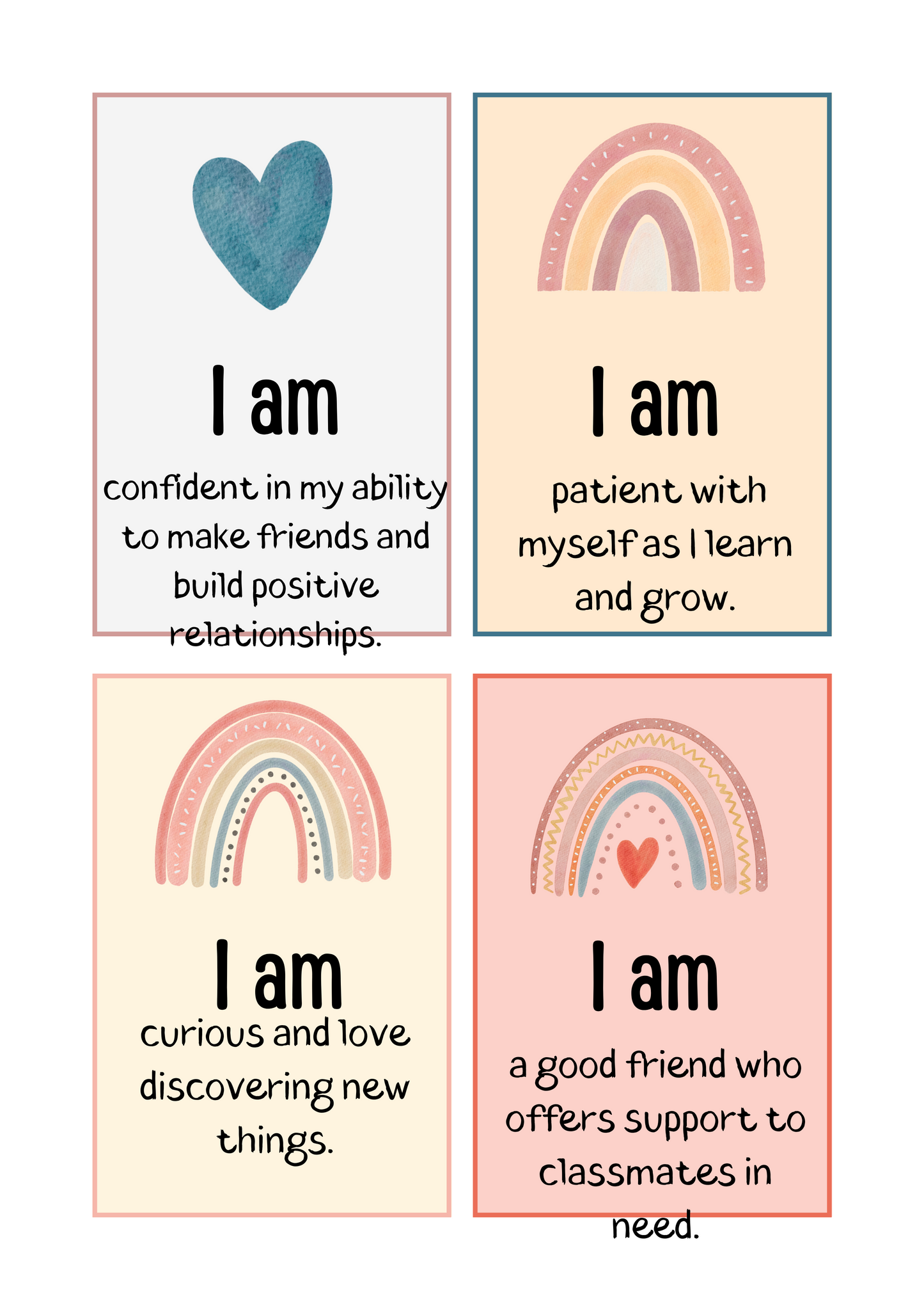 Kids Boho Positive Affirmation Cards Digital Download