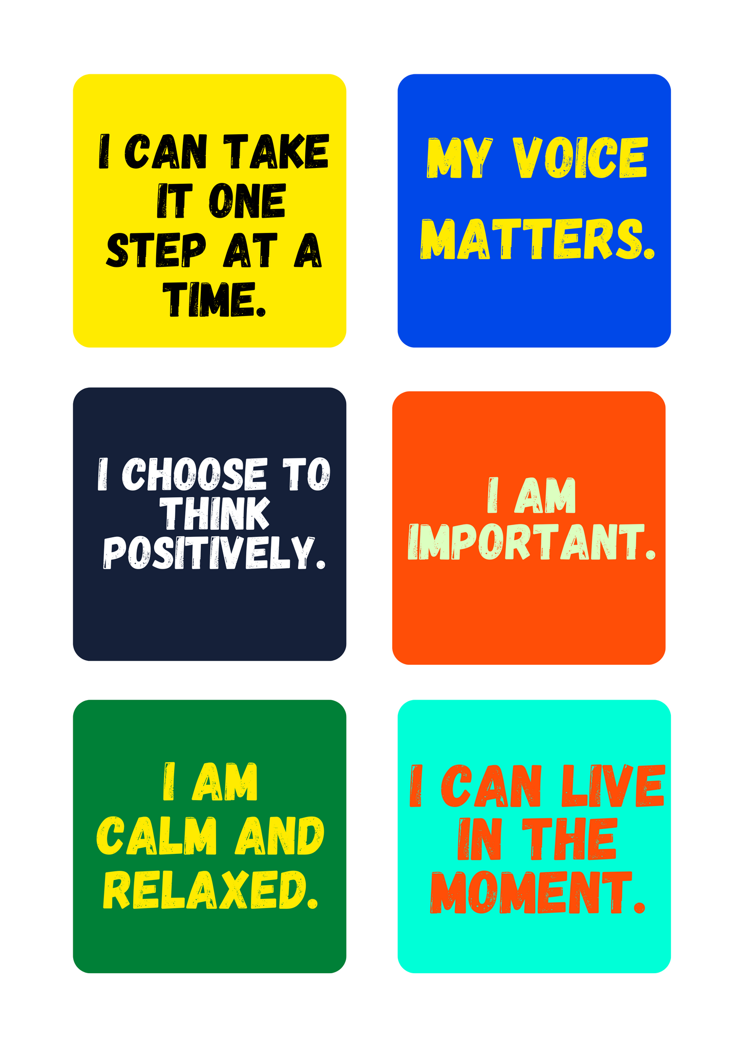 Kids Positive Affirmation Cards Digital Download - Multicolor
