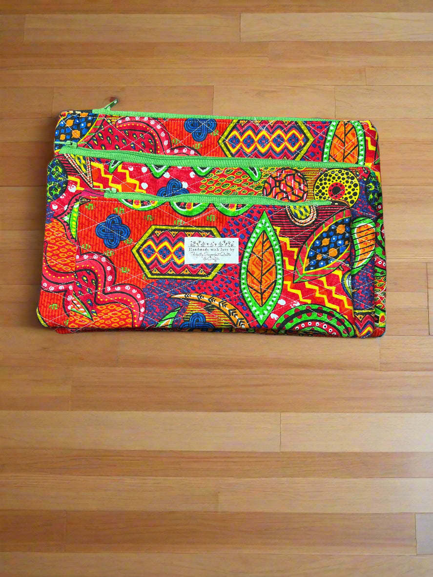 Kenya II Handmade Quilted Zipper Pouches