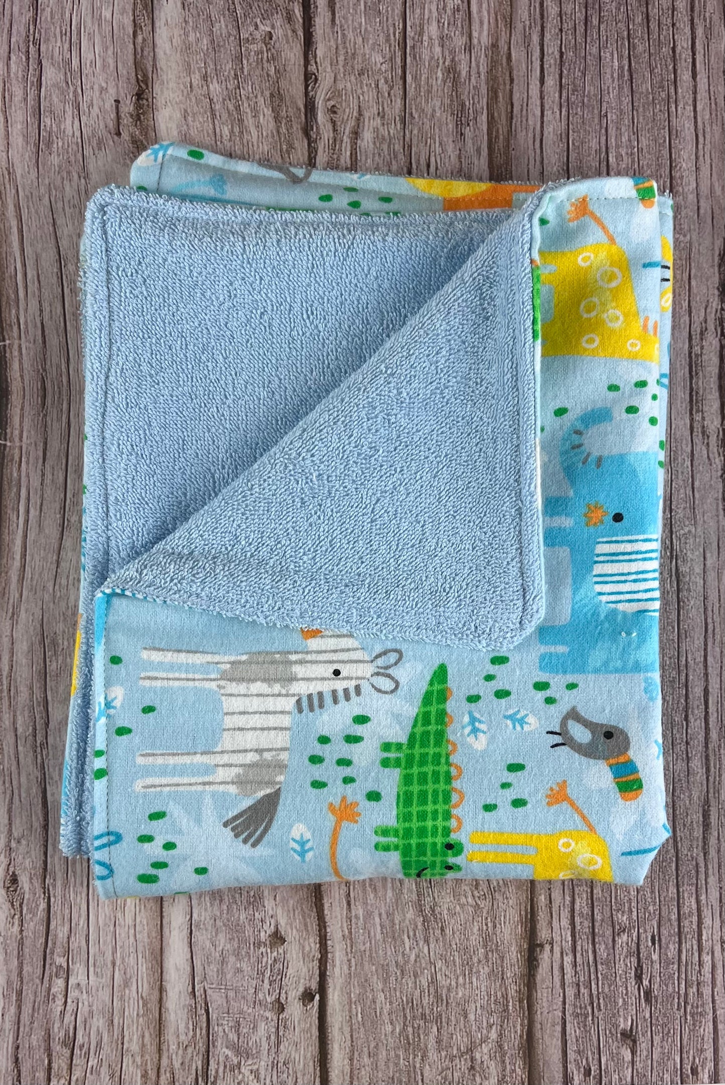Alligator & Friends w/ Blue Terrycloth Burping Cloth