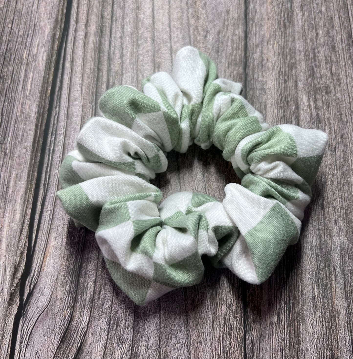Sage Green Checkerboard Scrunchie