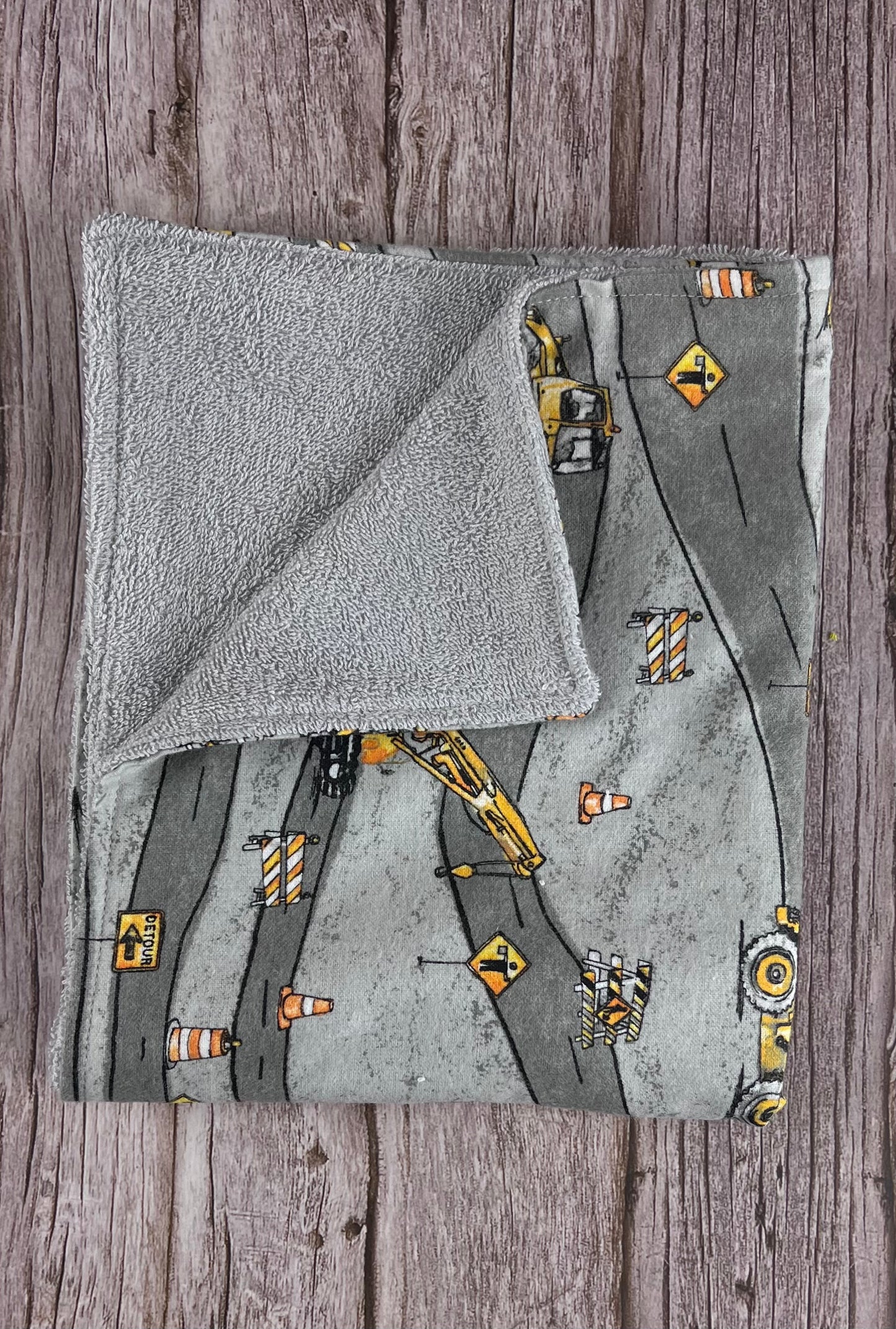 Construction w/Gray Terrycloth Burping Cloth