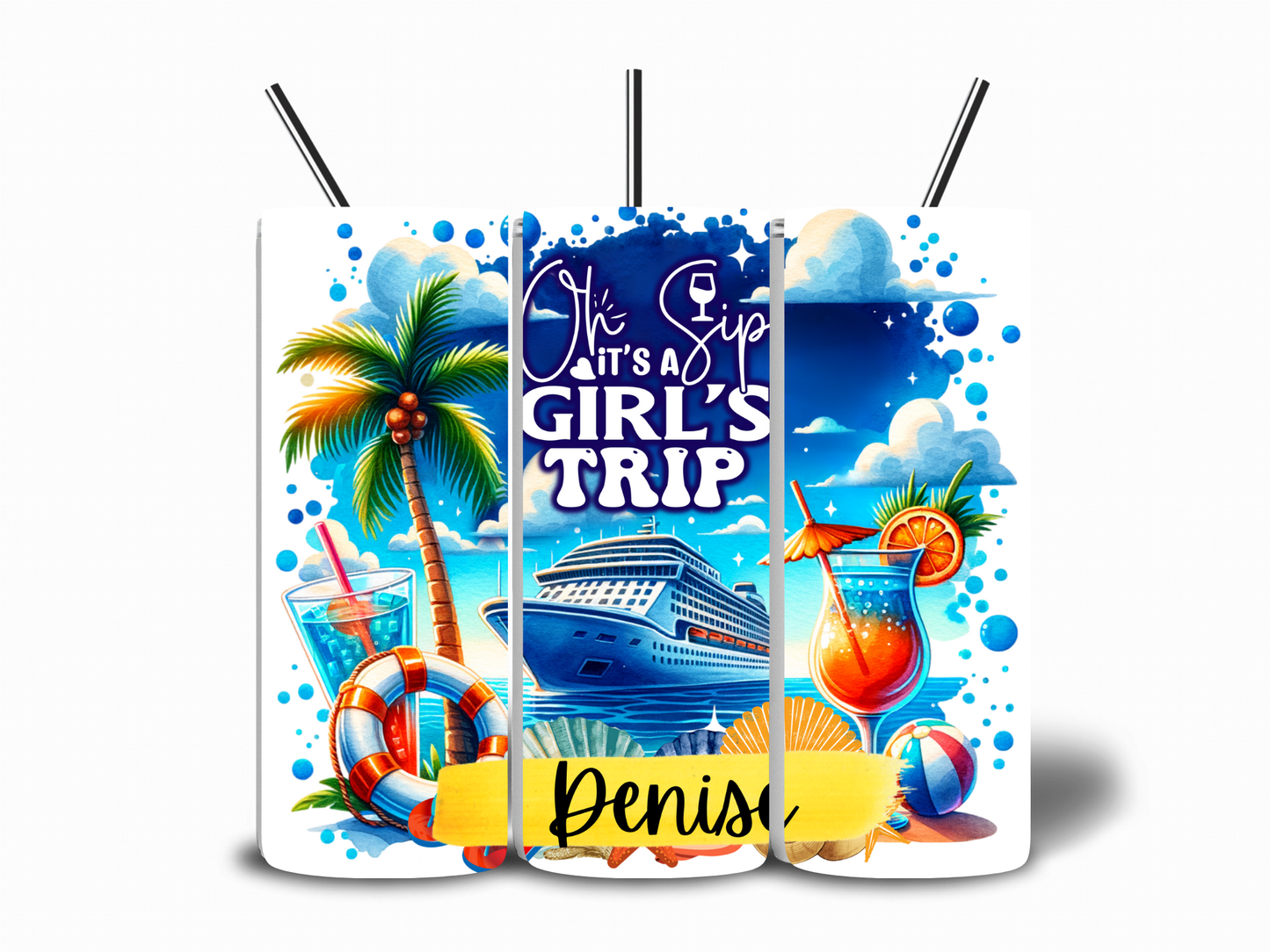 Girls Trip Tropical Cruise Customizable 20oz Tumbler
