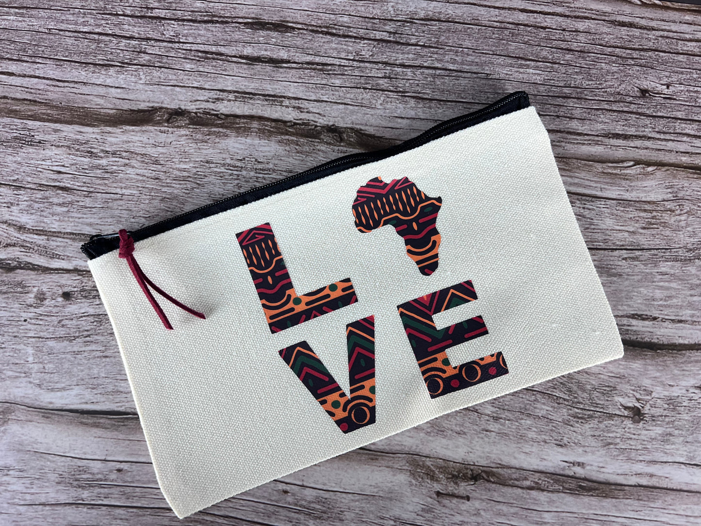 Love -Burgundy Suede Zipper Pull