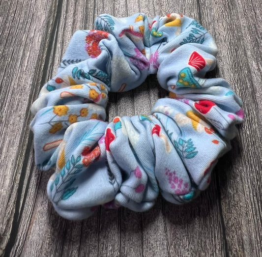 Light Blue Floral Scrunchie