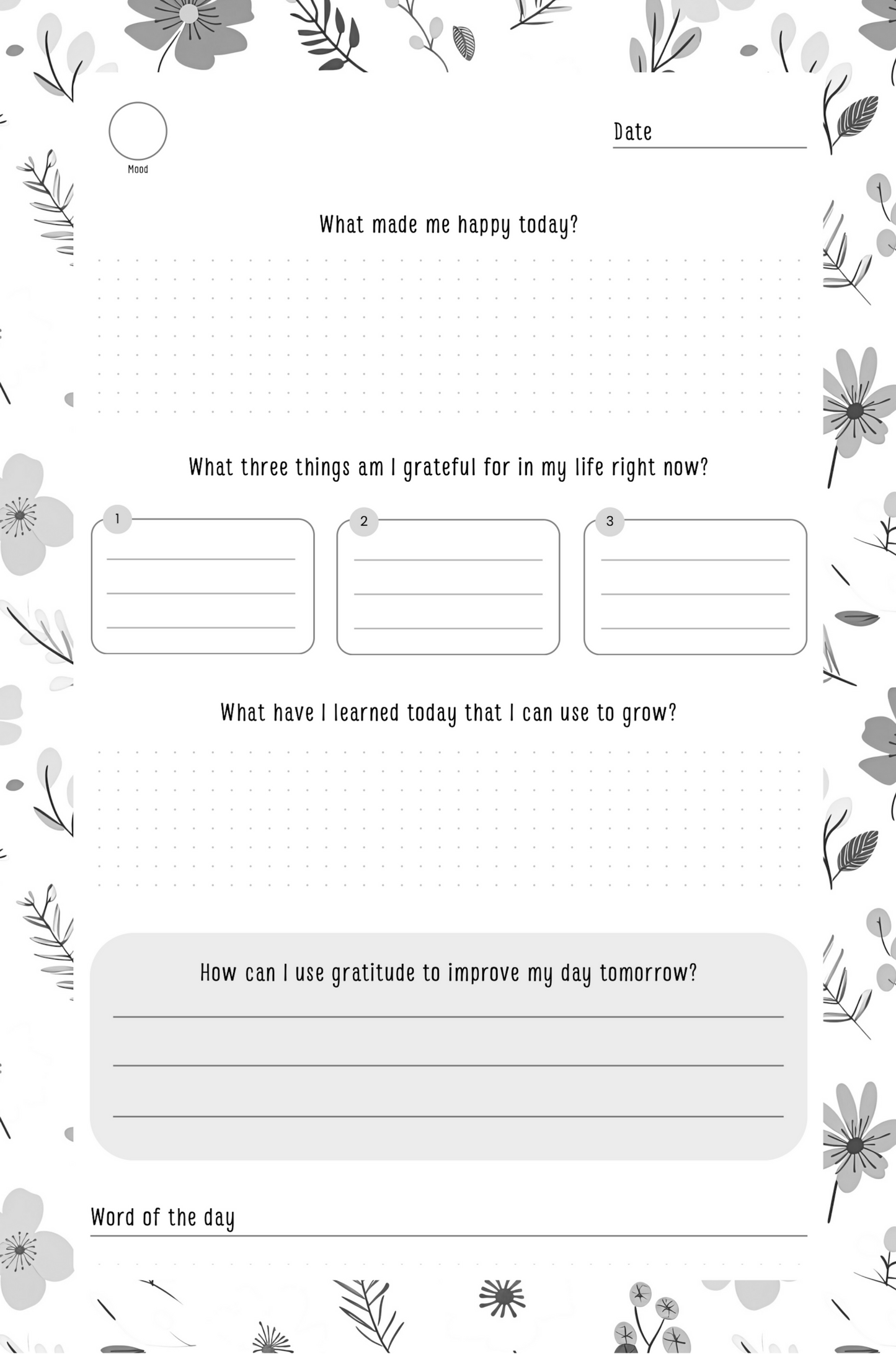 Gratitude Journal Digital Download