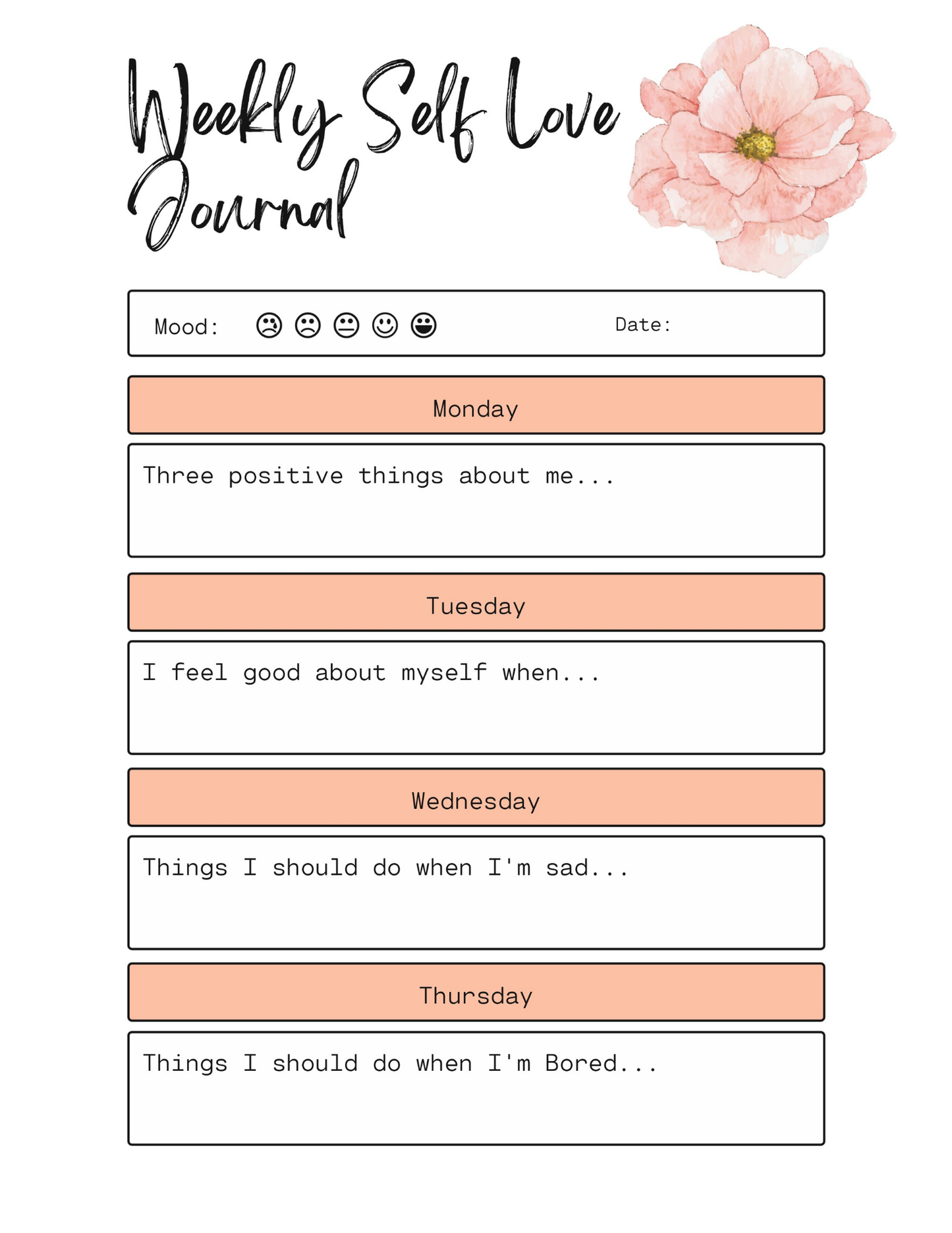 Self Love Workbook Digital Download