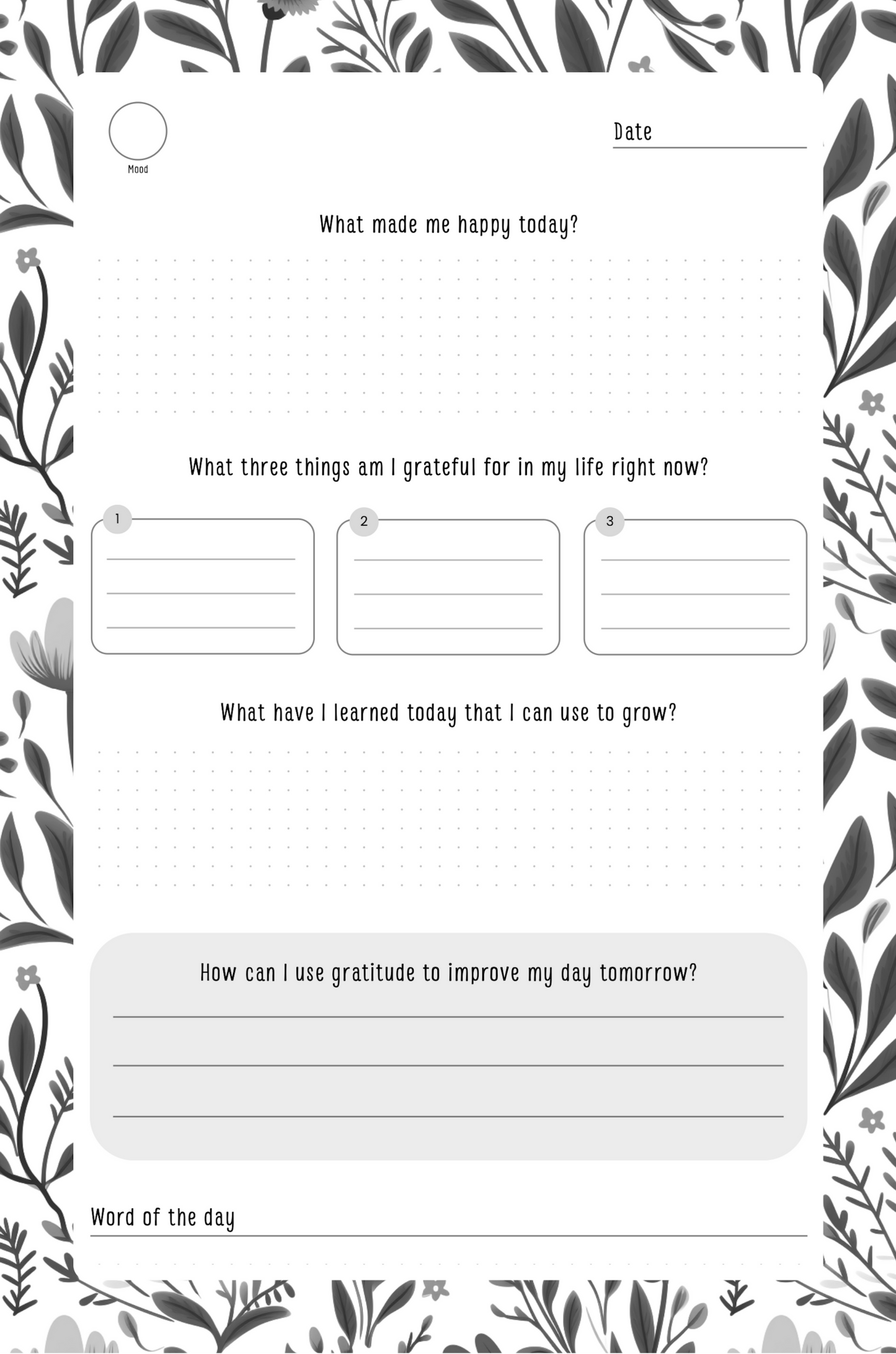 Gratitude Journal Digital Download