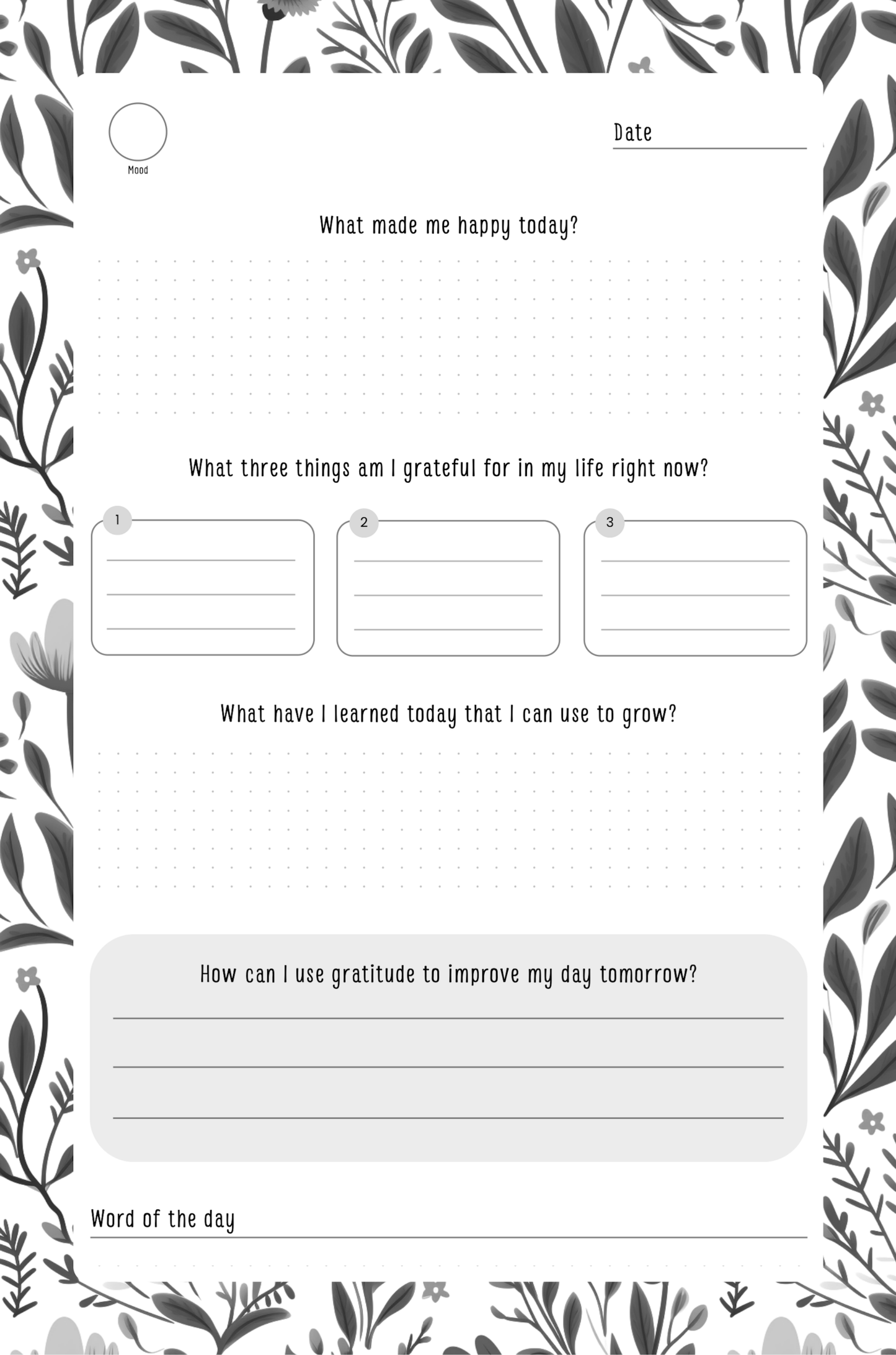 Gratitude Journal Digital Download