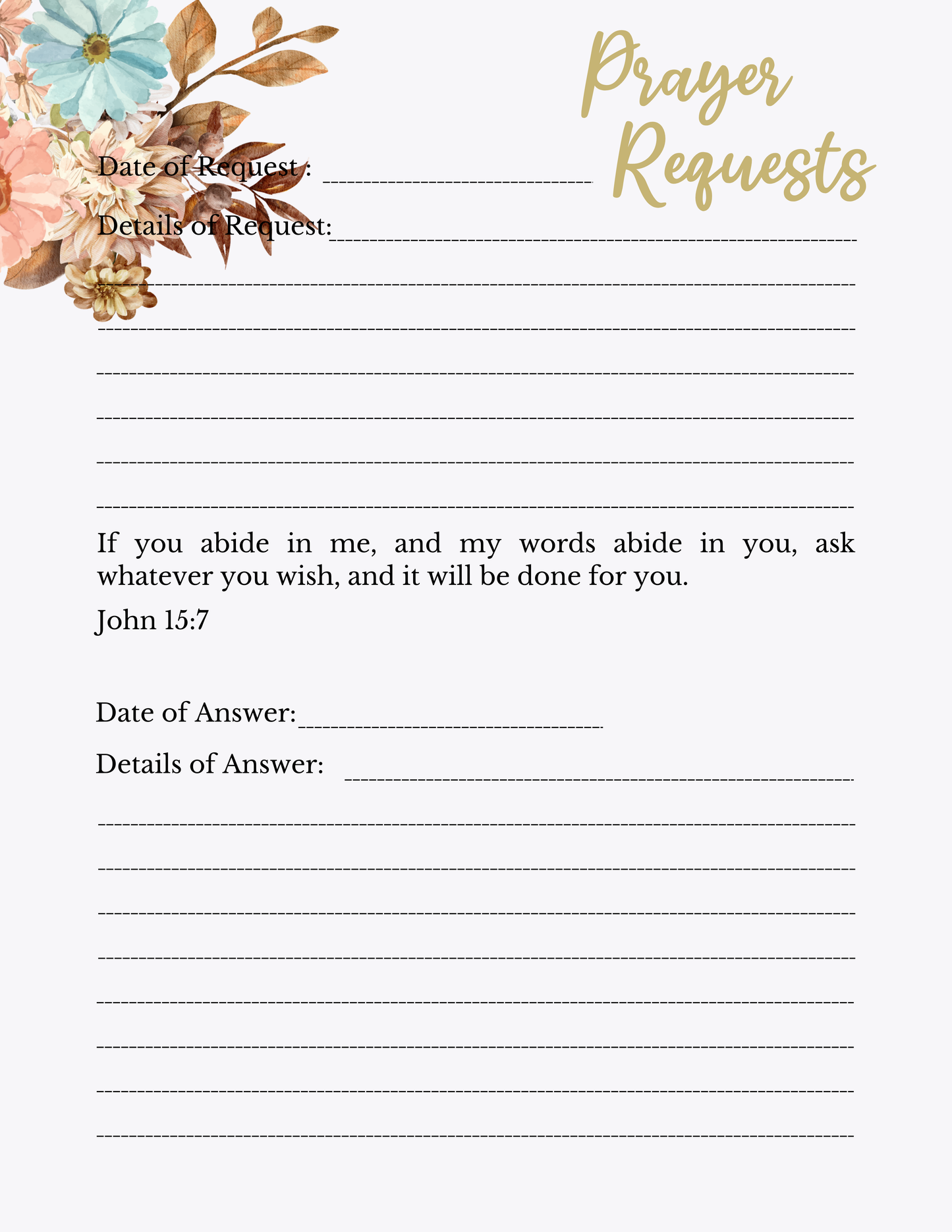 21 Day Prayer Journal Digital Download