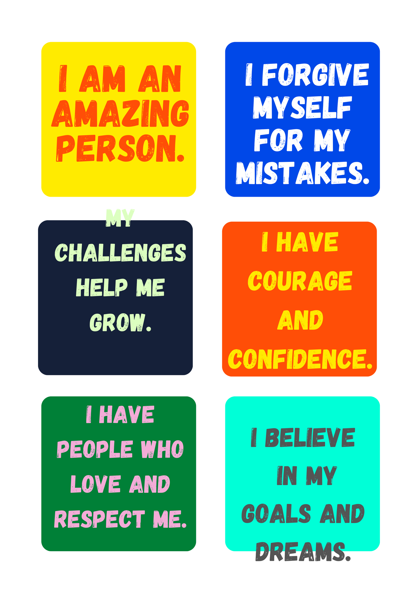 Kids Positive Affirmation Cards Digital Download - Multicolor