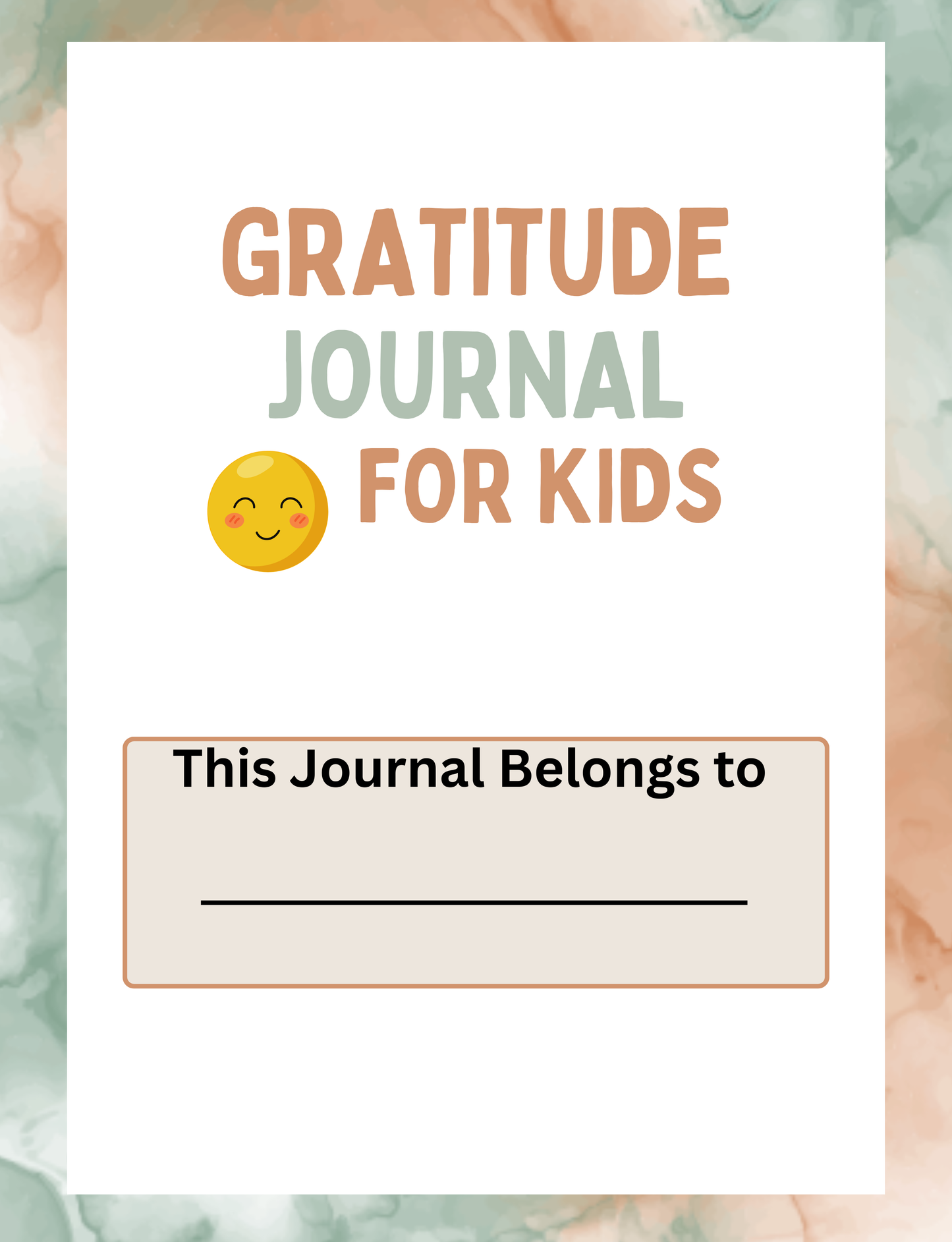 Kids Gratitude Journal Digital Download
