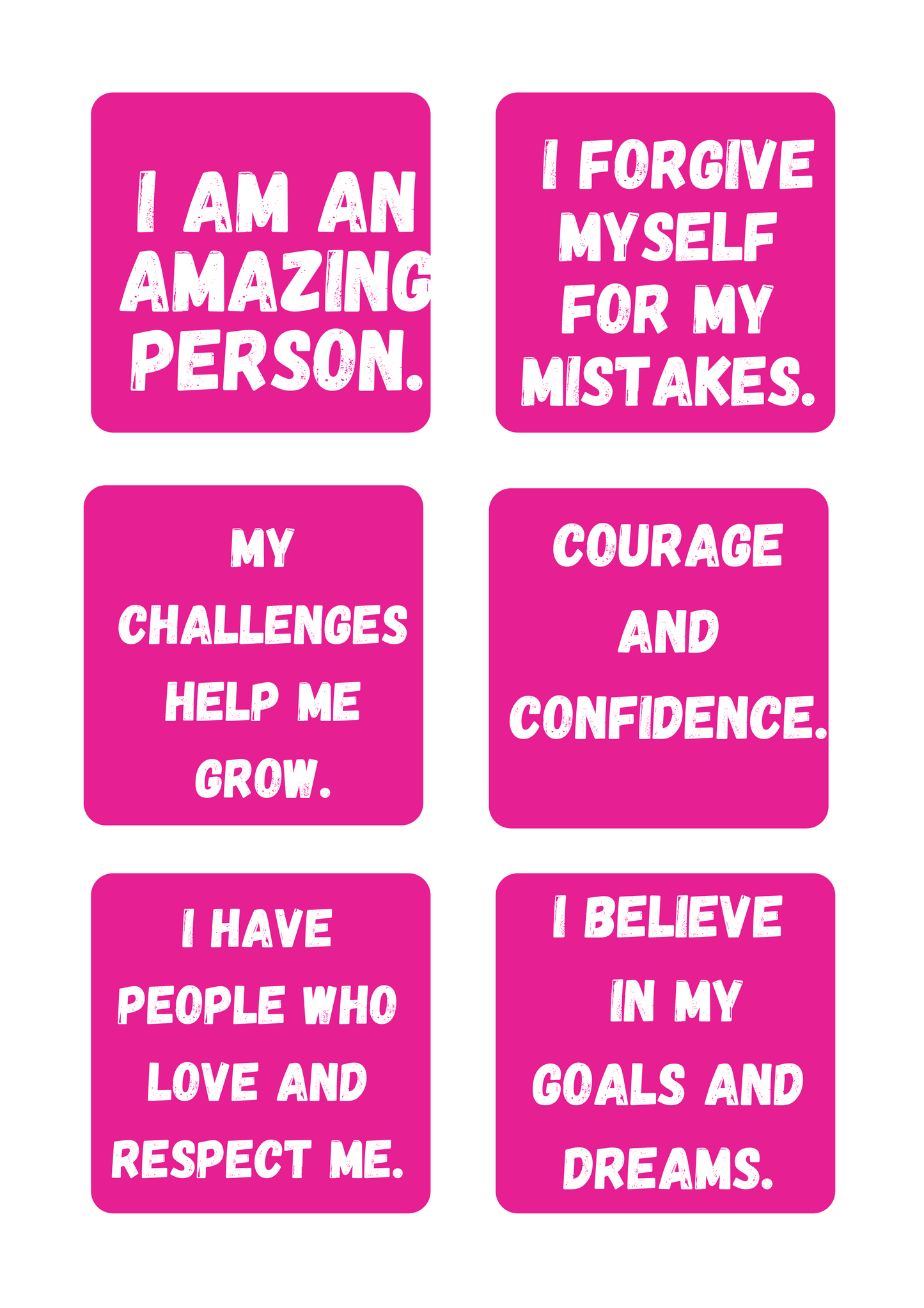 Kids Pink Positive Affirmation Cards Digital Download