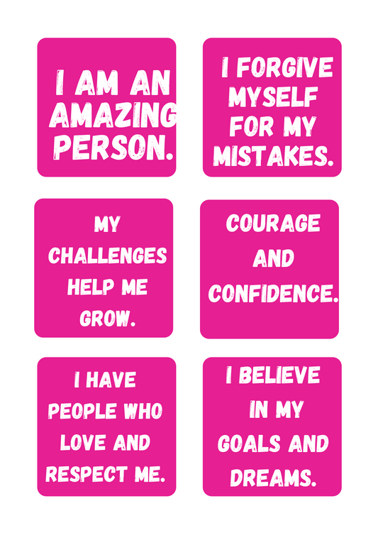 Kids Pink Positive Affirmation Cards Digital Download