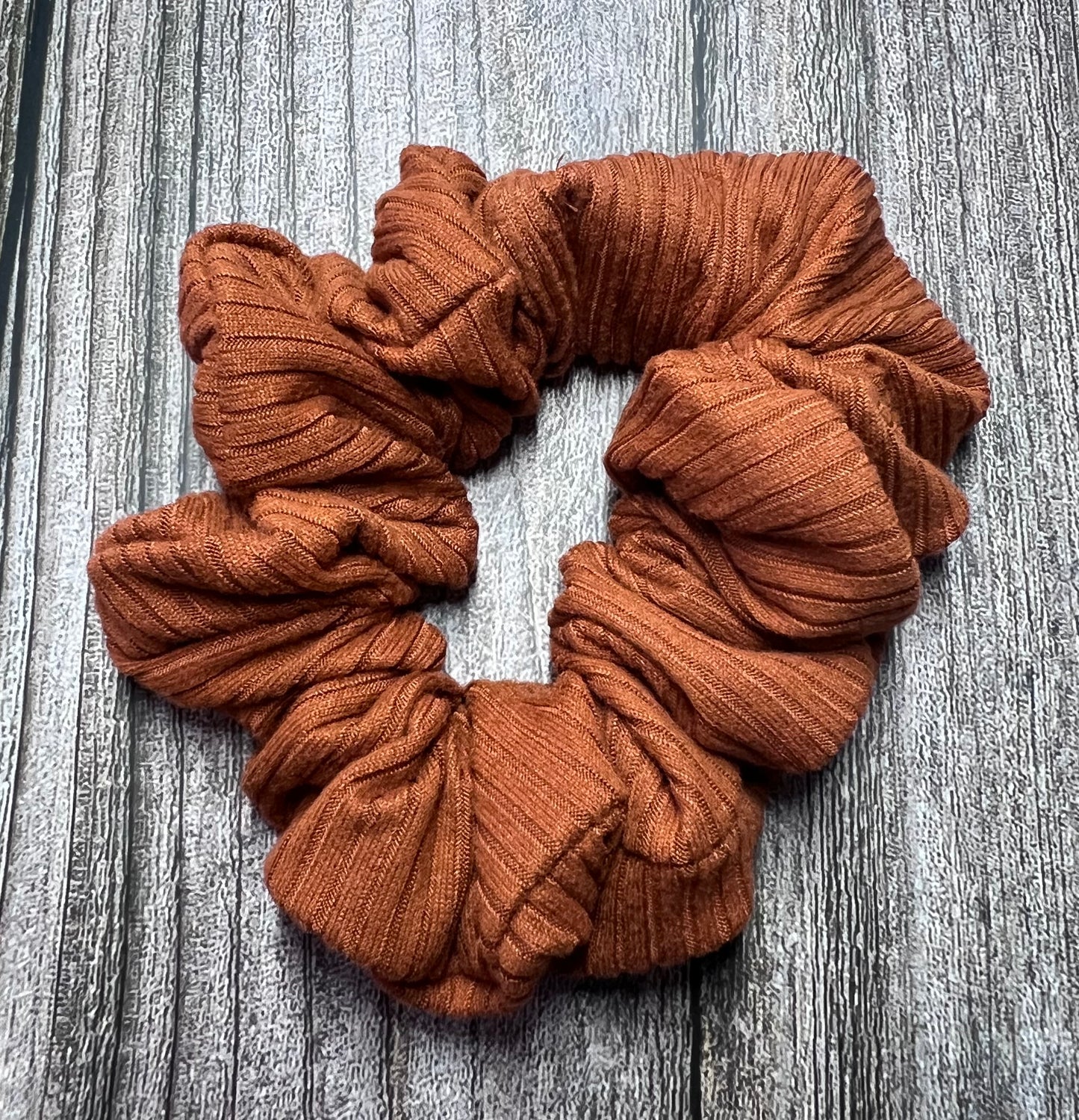 Rust Ribbed Scrunchie