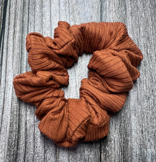 Rust Ribbed Scrunchie