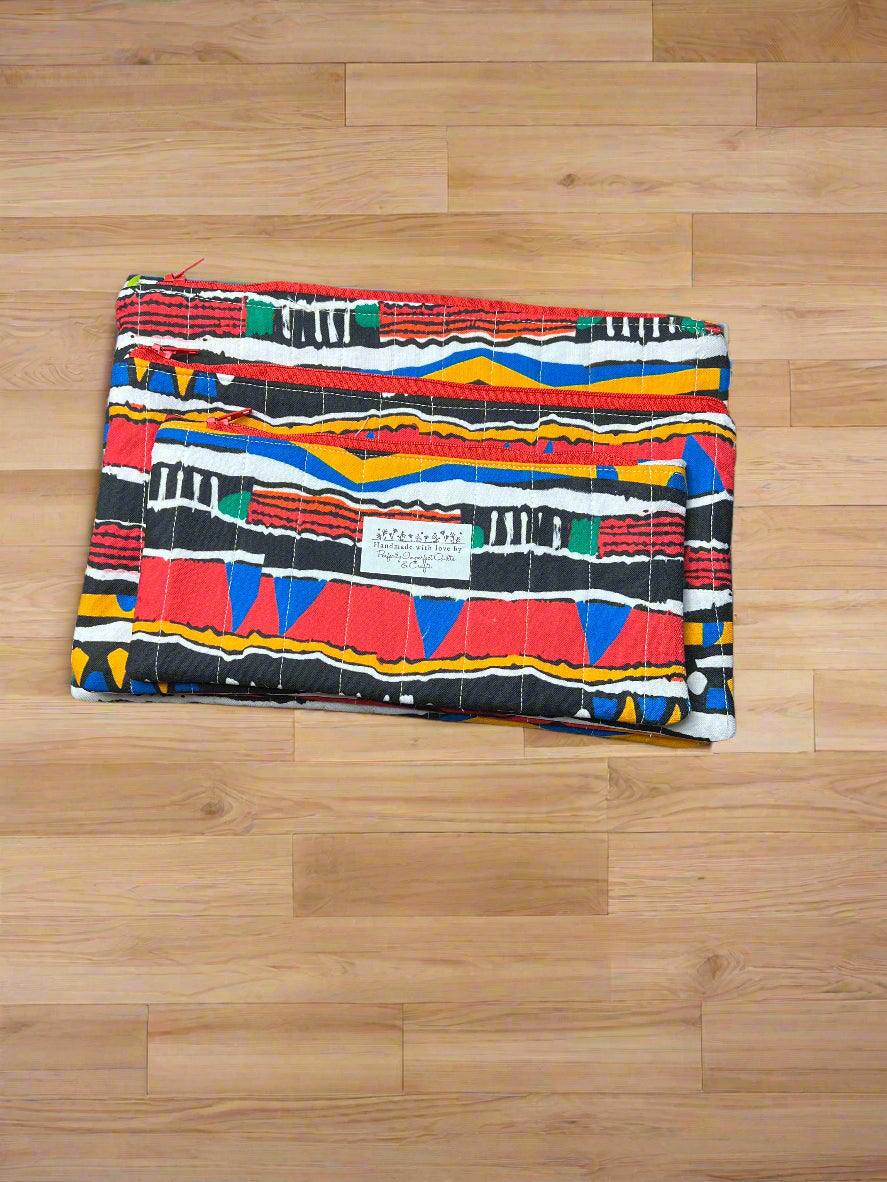 Vibrant Colors of Africa Handmade Quilted Zipper Pouches
