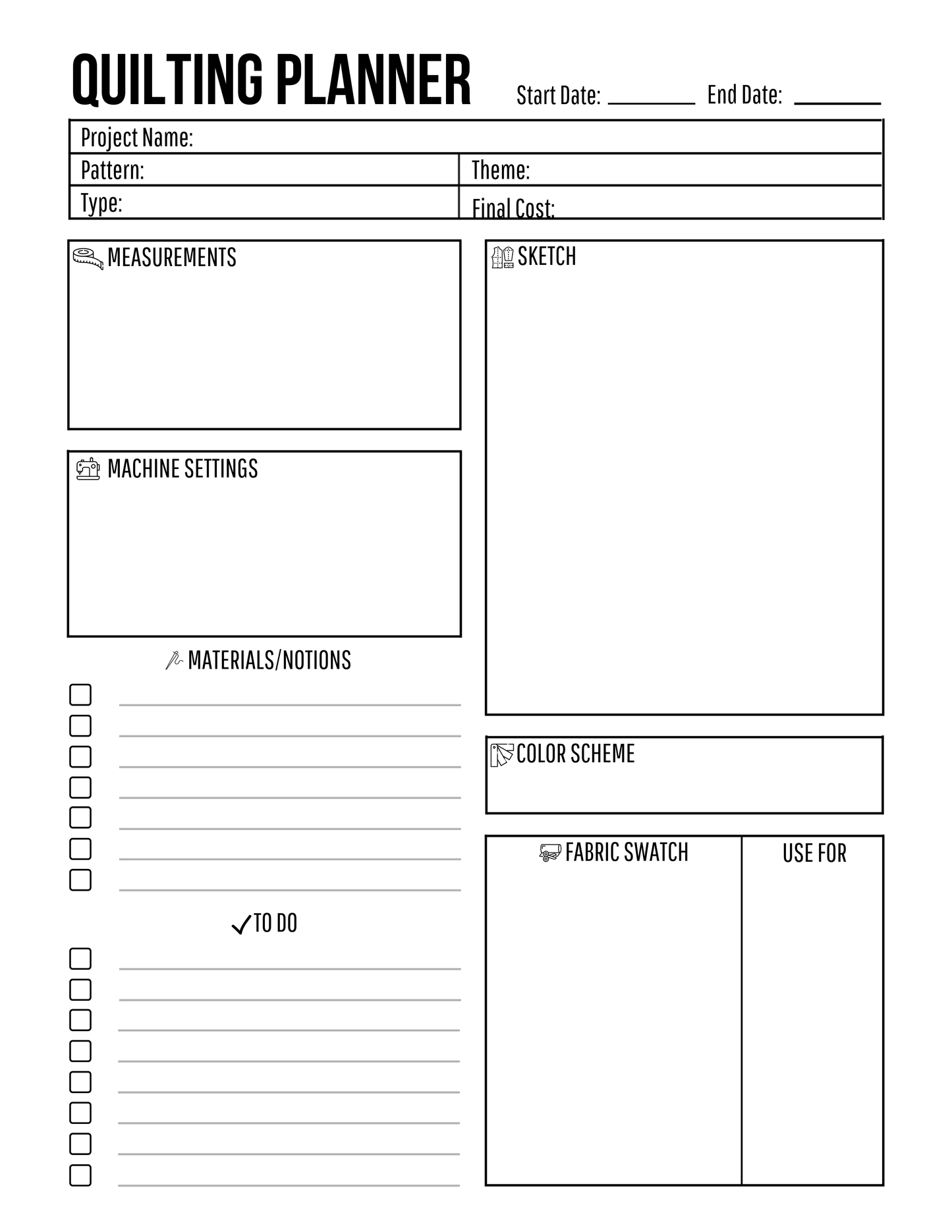 Quilt Planner Digital Download