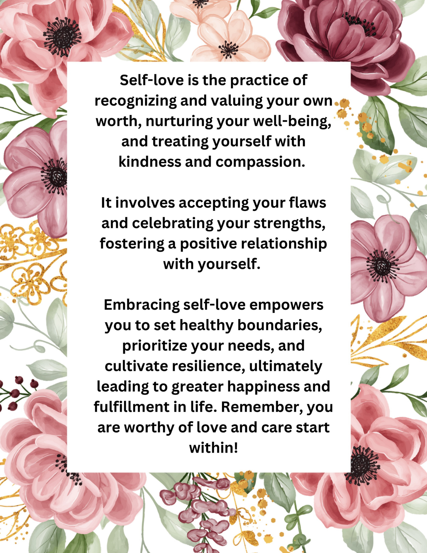 Self Love Workbook Digital Download