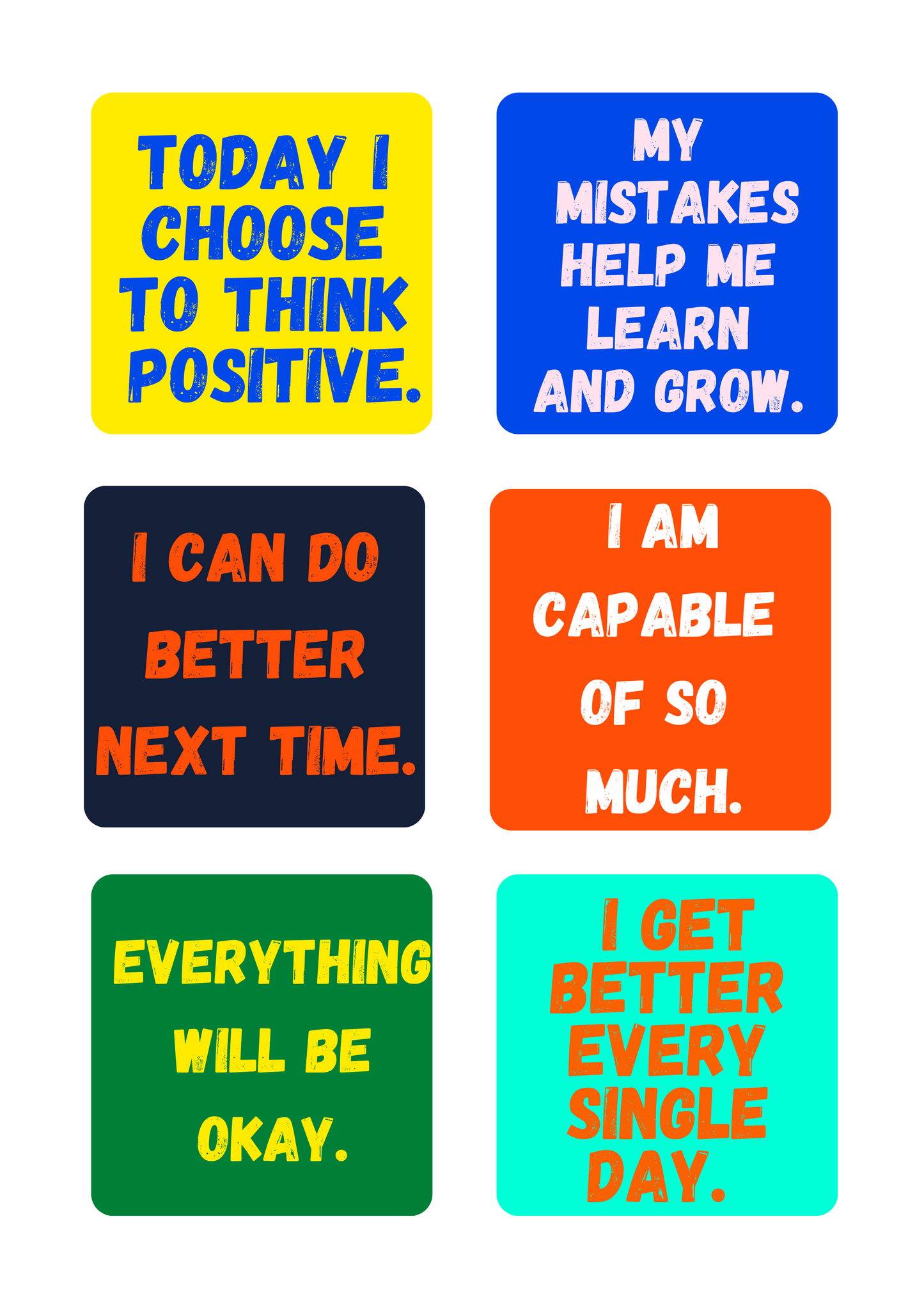 Kids Positive Affirmation Cards Digital Download - Multicolor