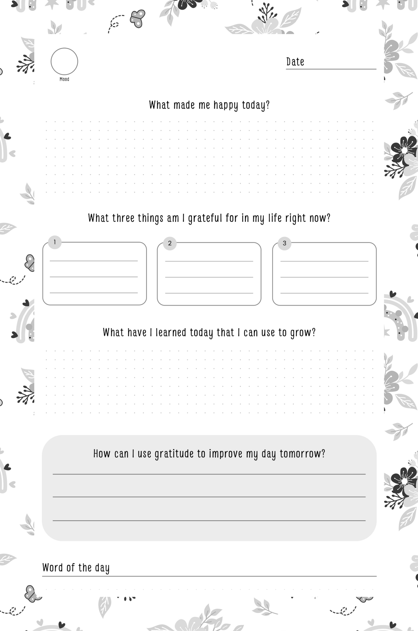 Gratitude Journal Digital Download