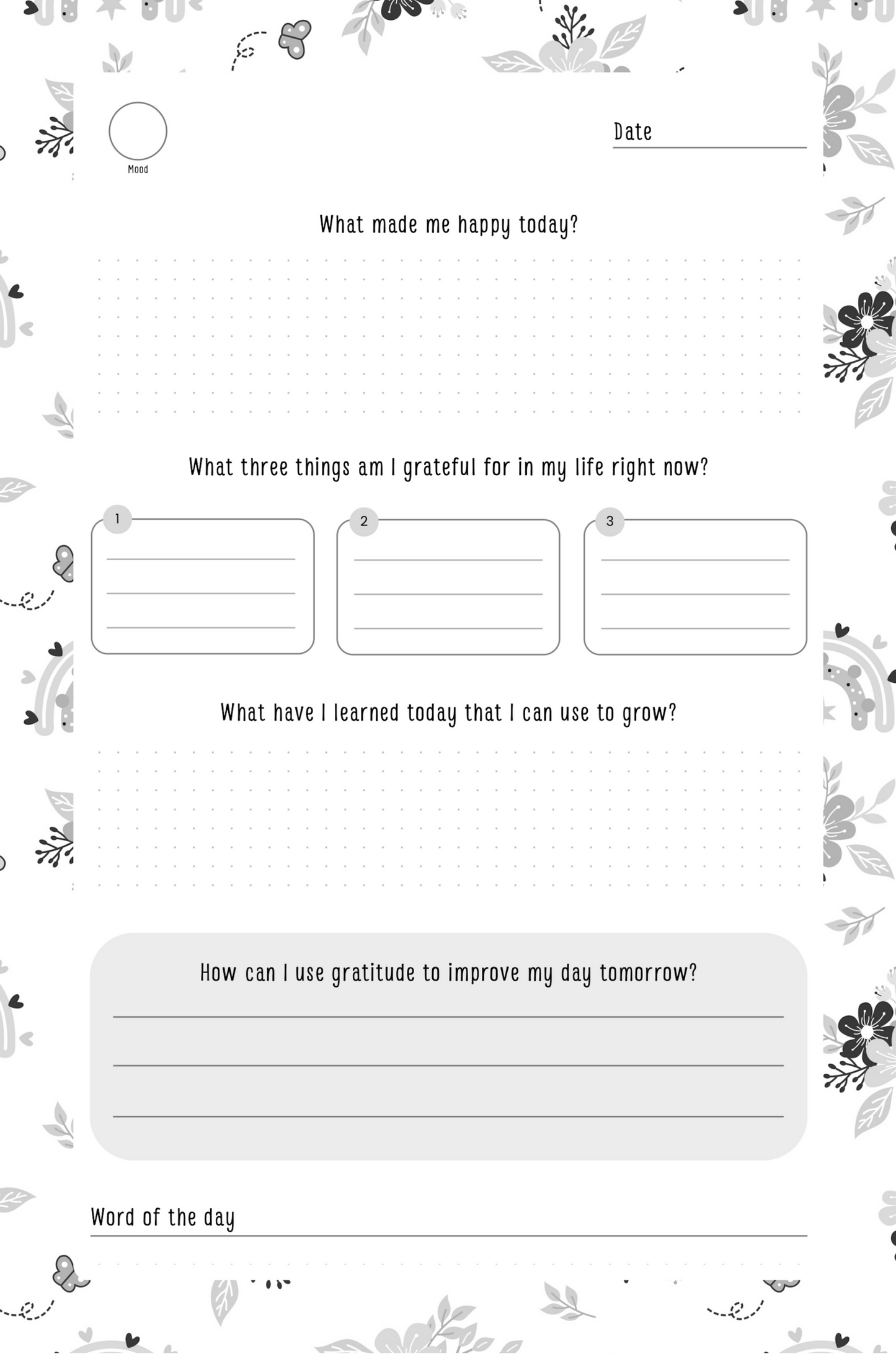 Gratitude Journal Digital Download