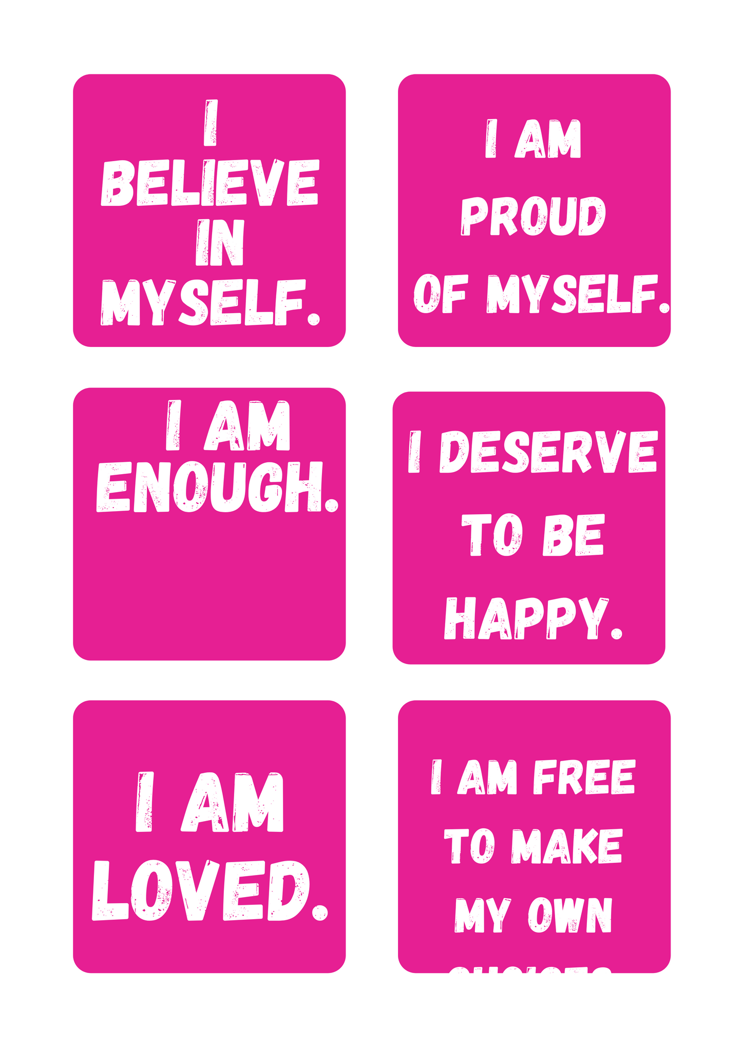 Kids Pink Positive Affirmation Cards Digital Download