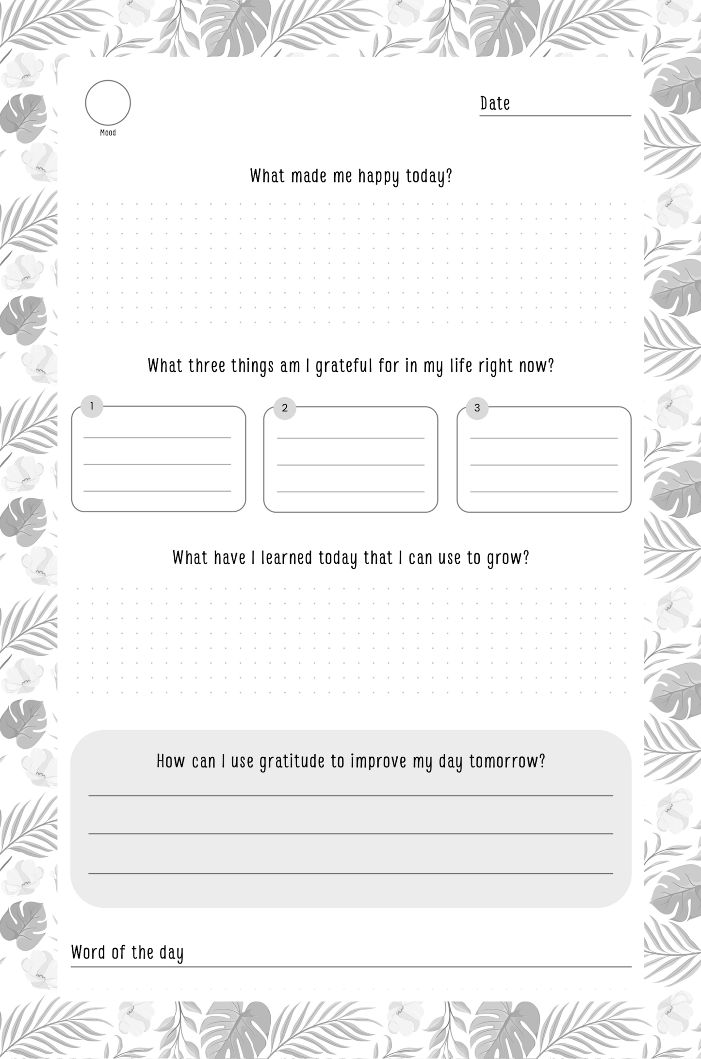 Gratitude Journal Digital Download