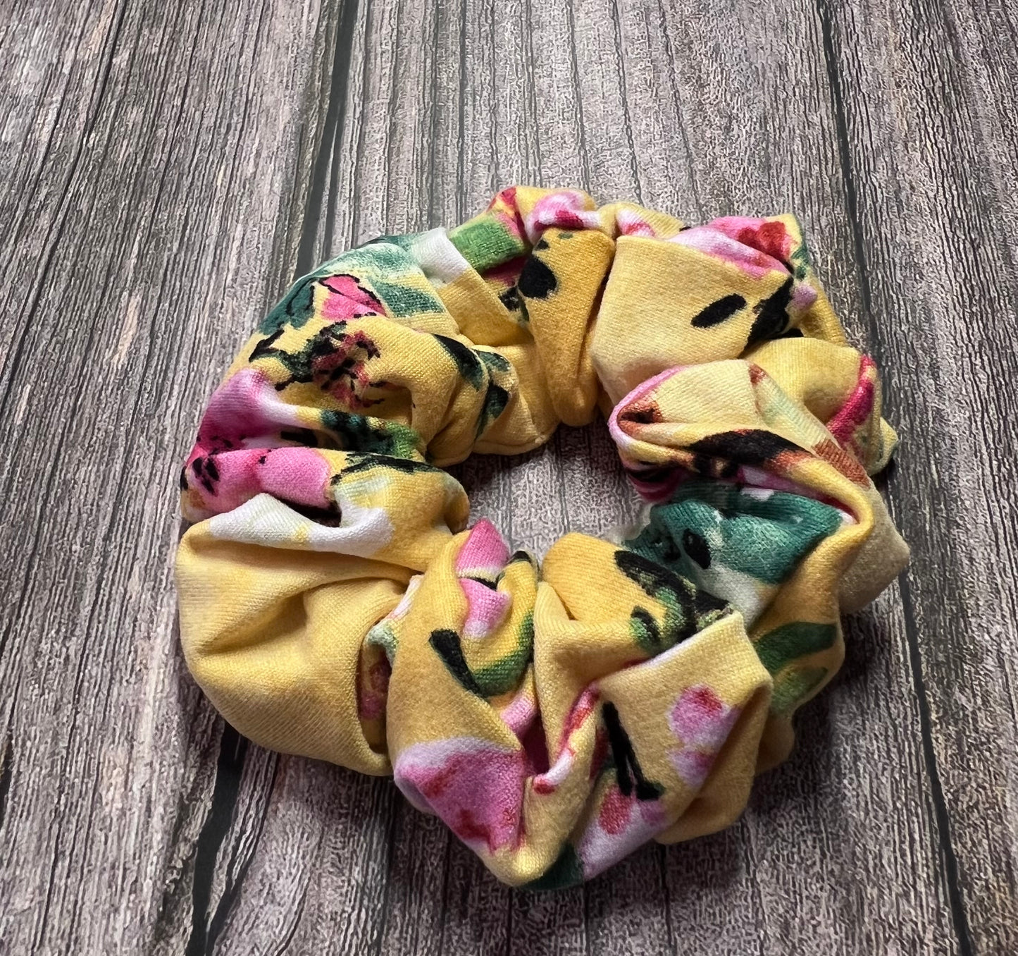 Yellow Floral Scrunchie