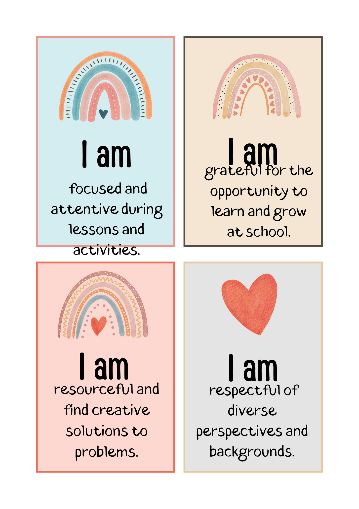 Kids Boho Positive Affirmation Cards Digital Download