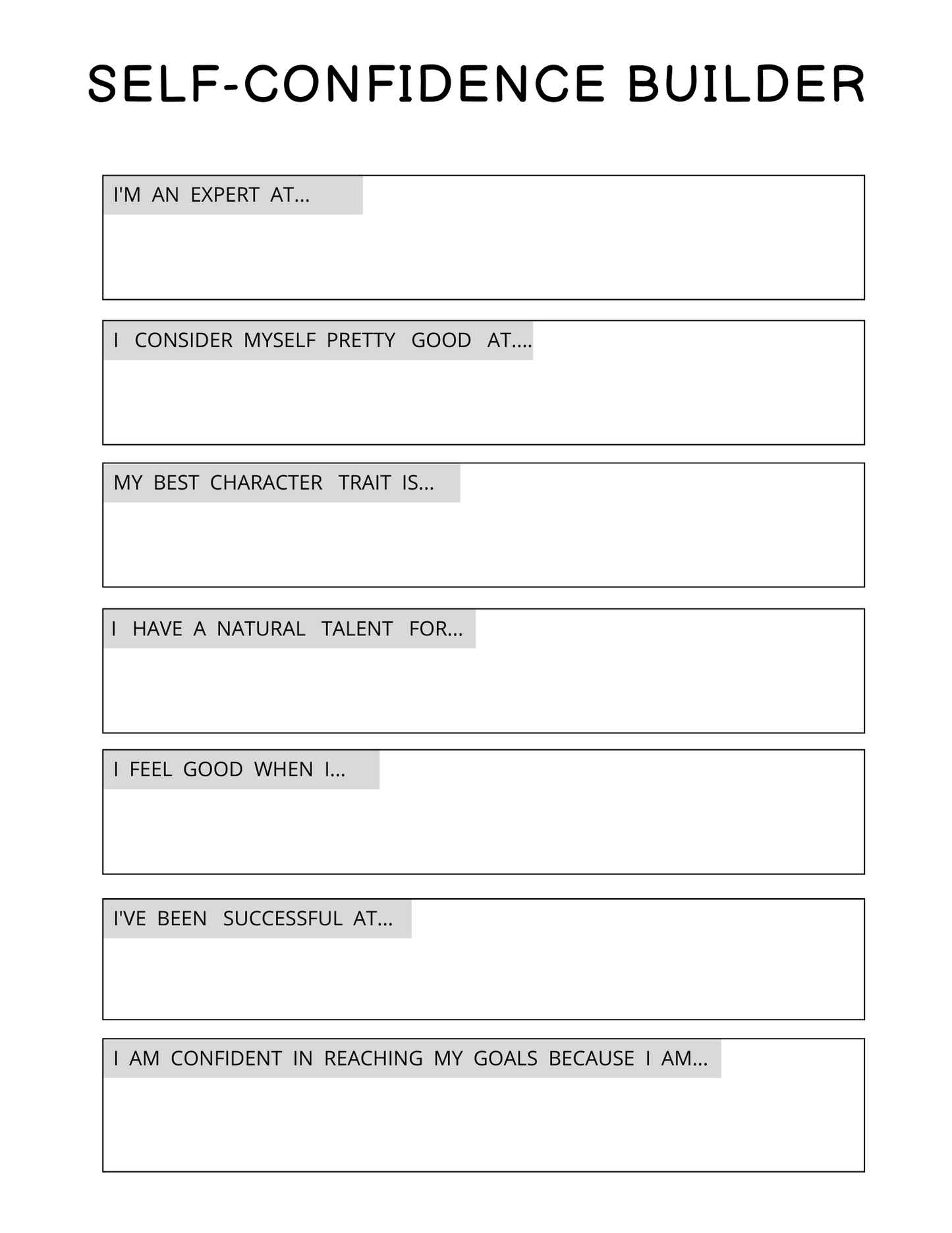 Self Confidence Planner Digital Download