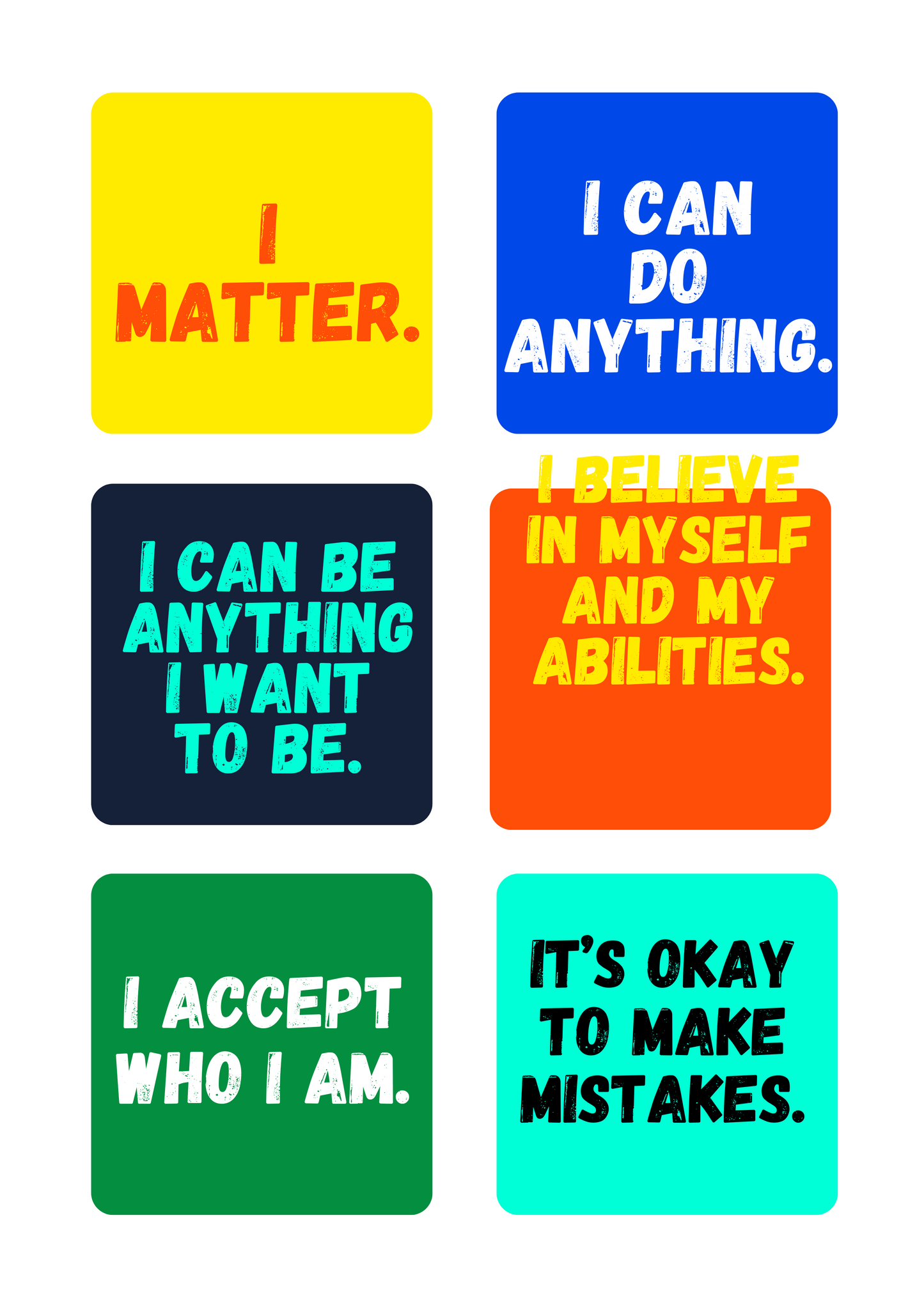 Kids Positive Affirmation Cards Digital Download - Multicolor
