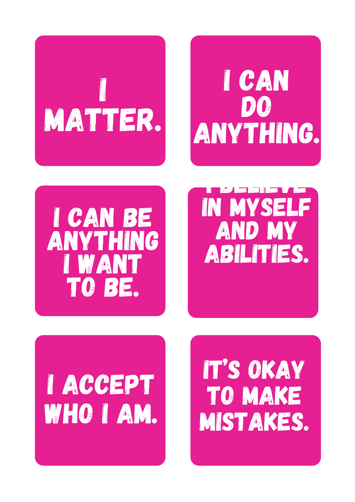 Kids Pink Positive Affirmation Cards Digital Download