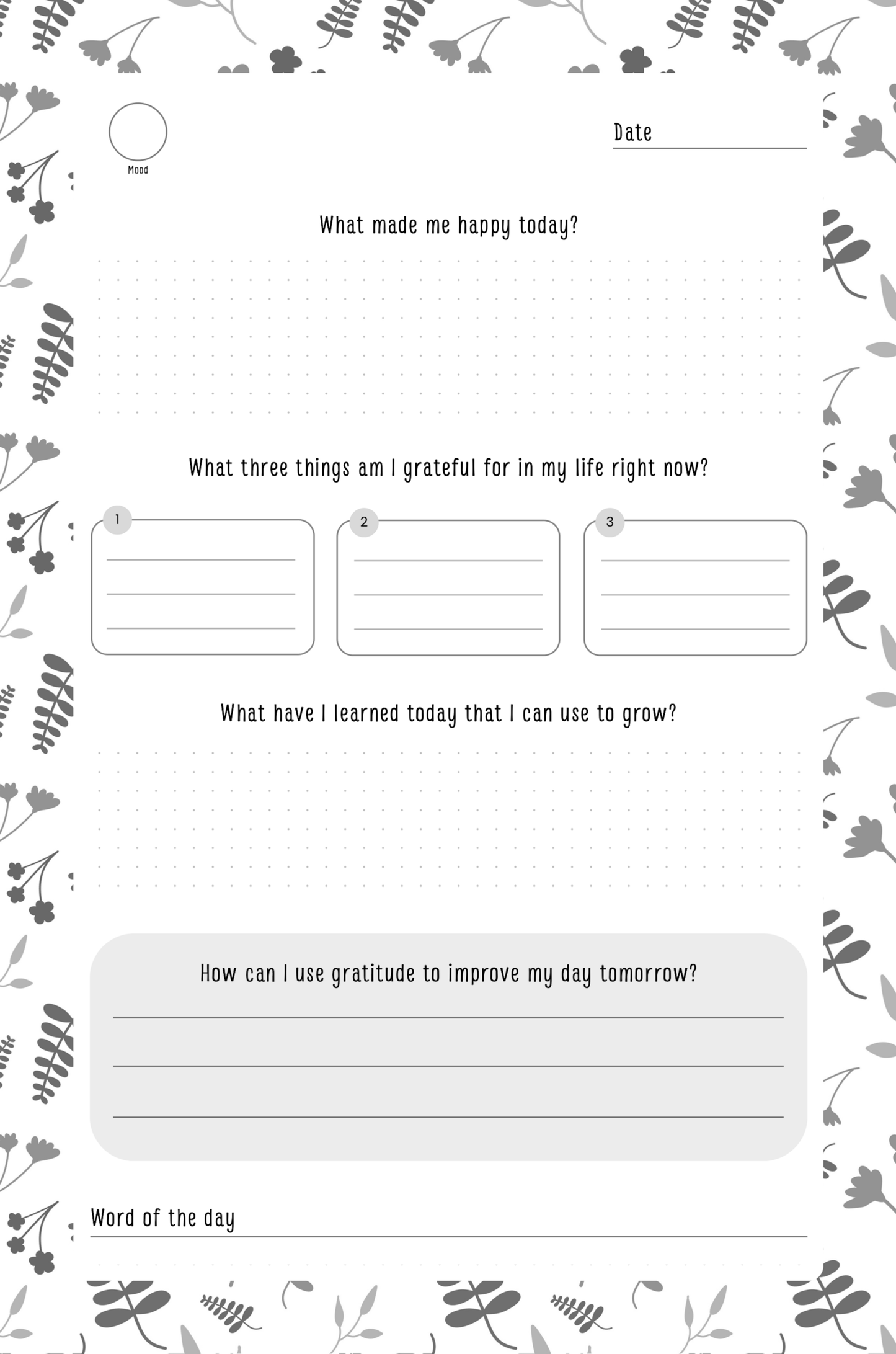 Gratitude Journal Digital Download