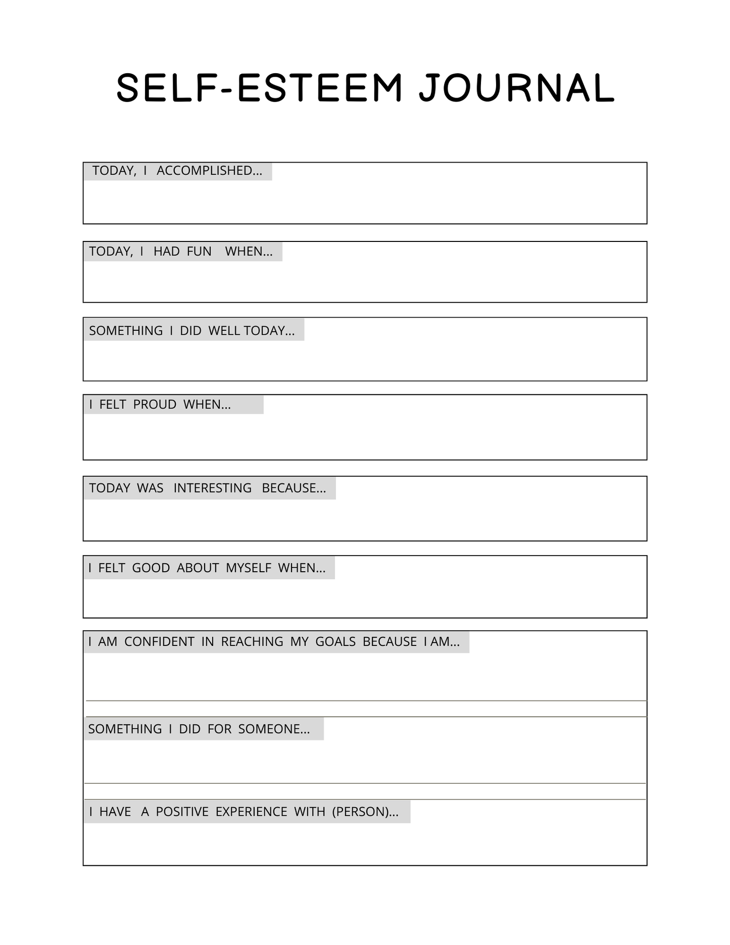 Self Confidence Planner Digital Download