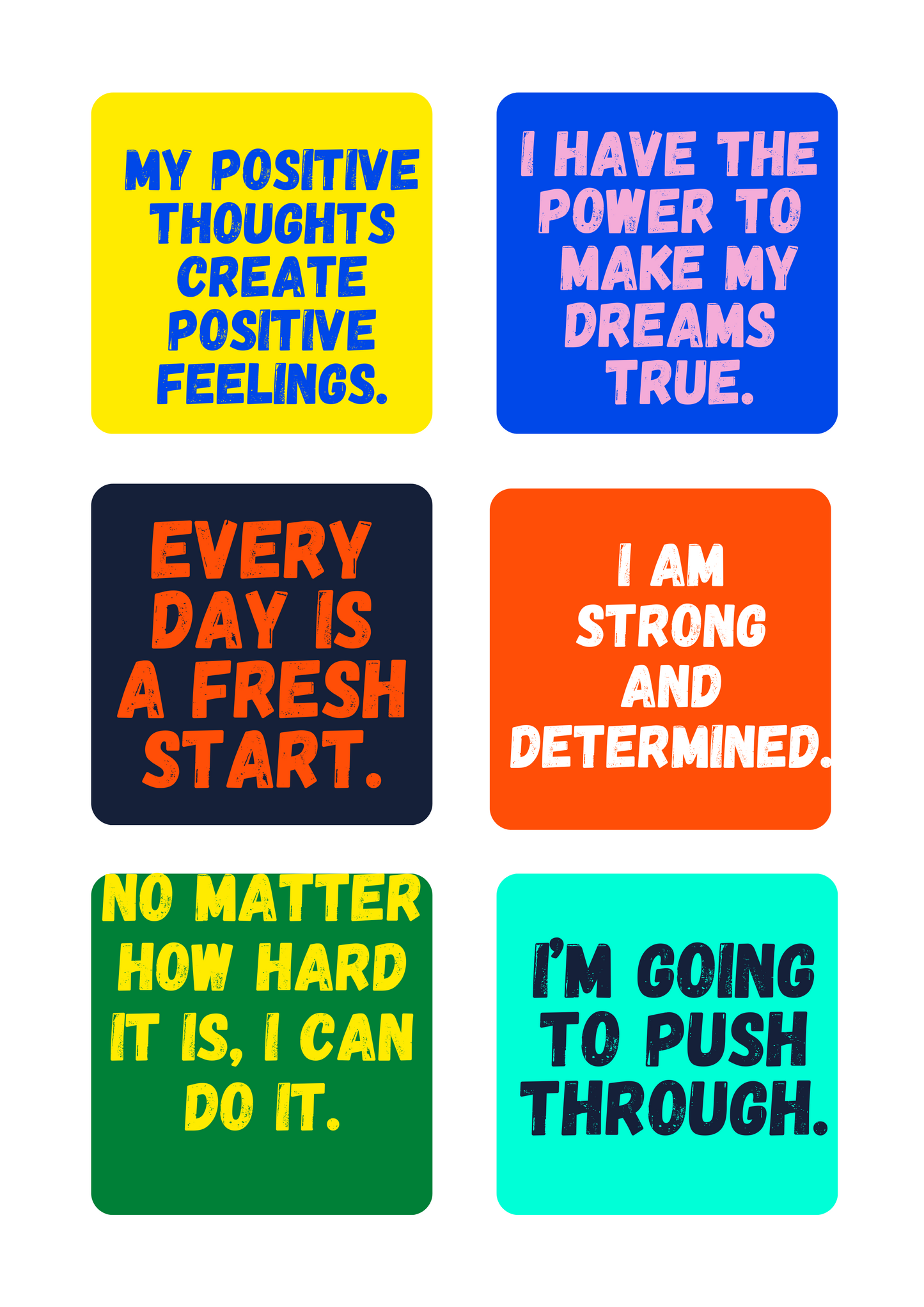 Kids Positive Affirmation Cards Digital Download - Multicolor