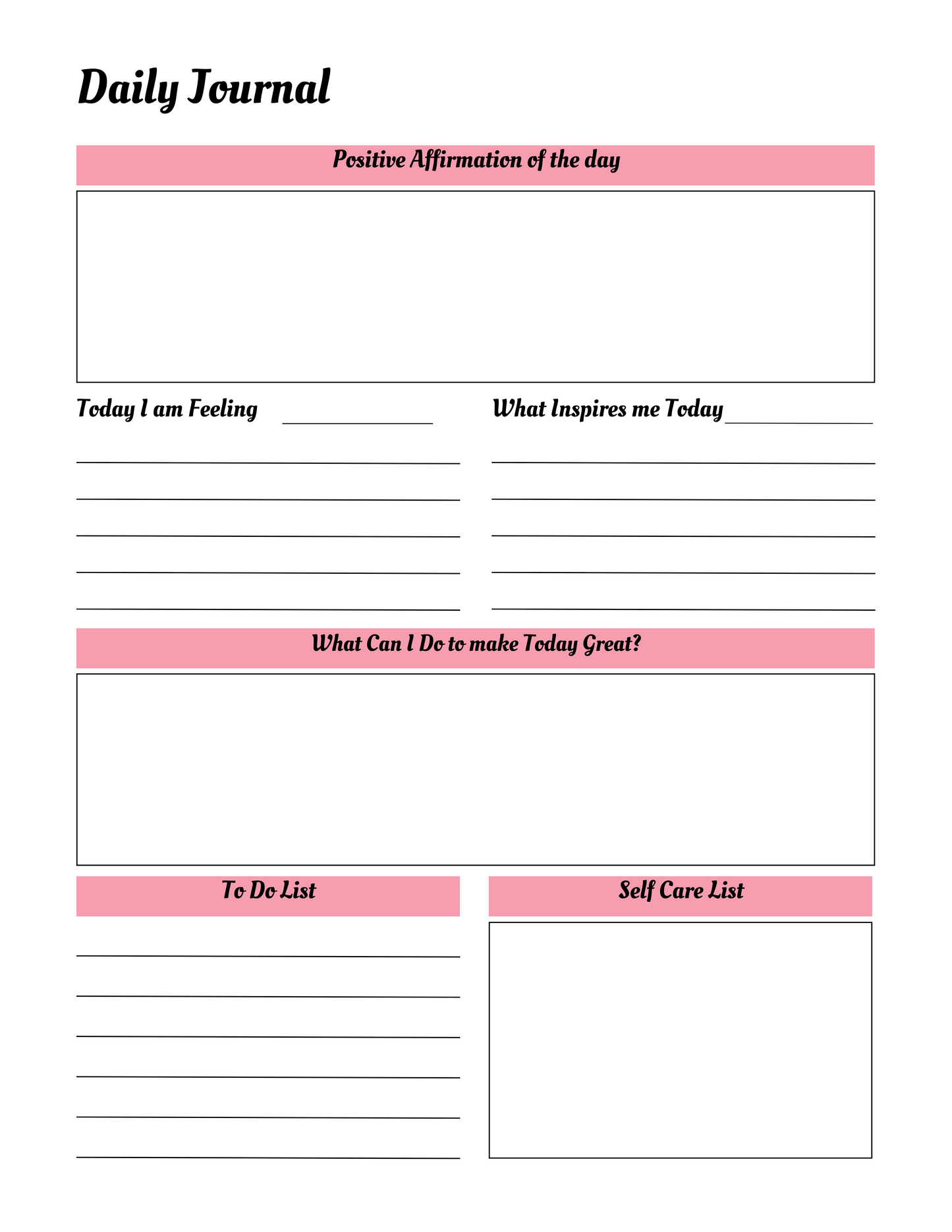 Self Love Journal Digital Download