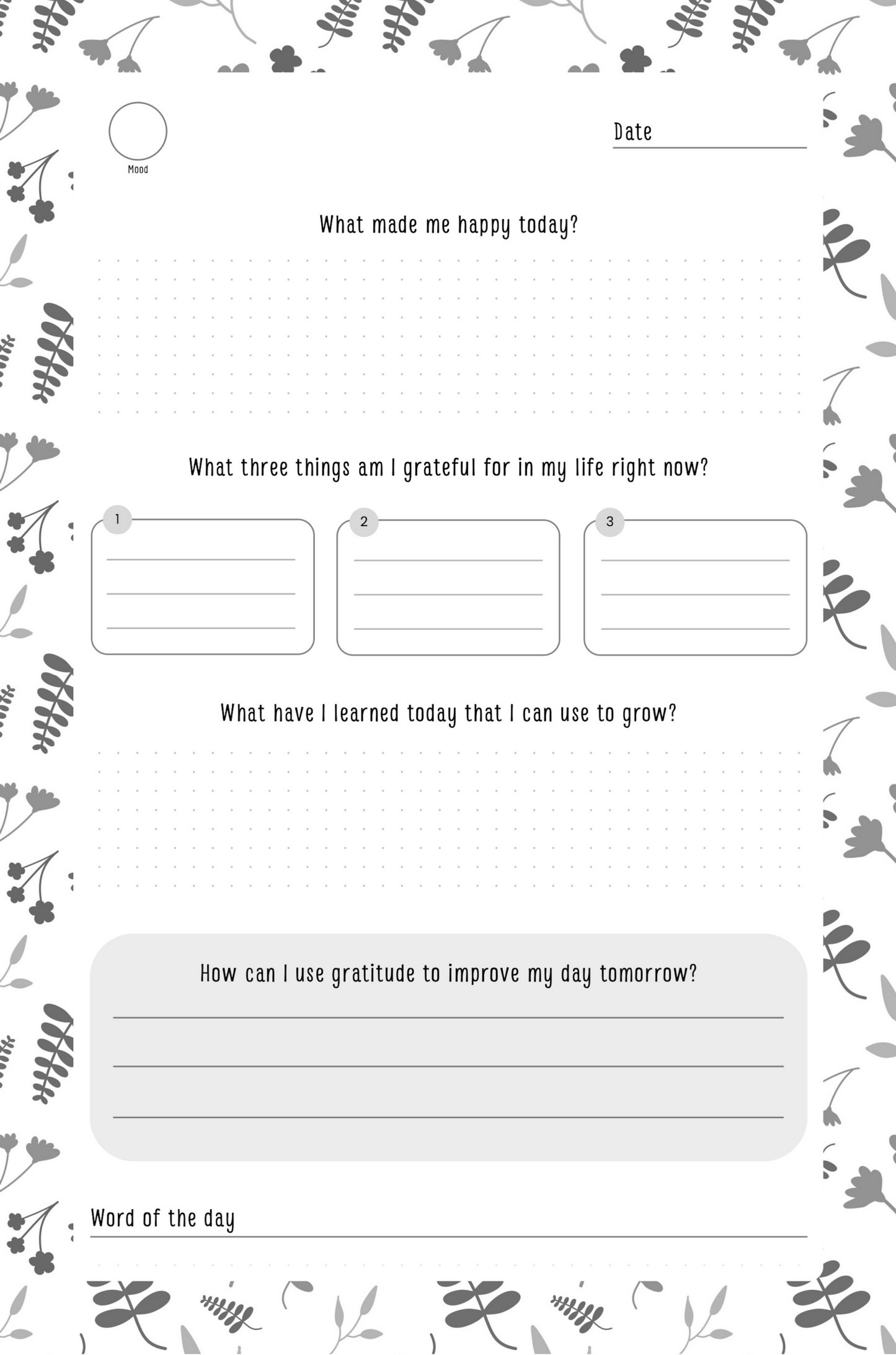 Gratitude Journal Digital Download