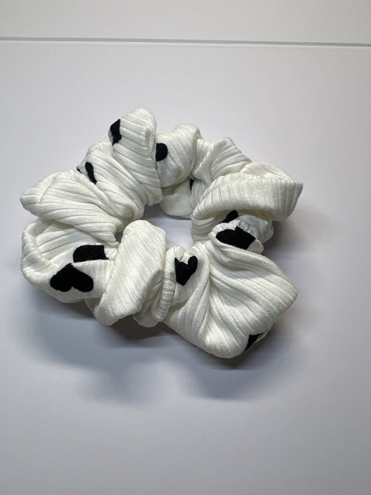 Black & White Hearts Scrunchie