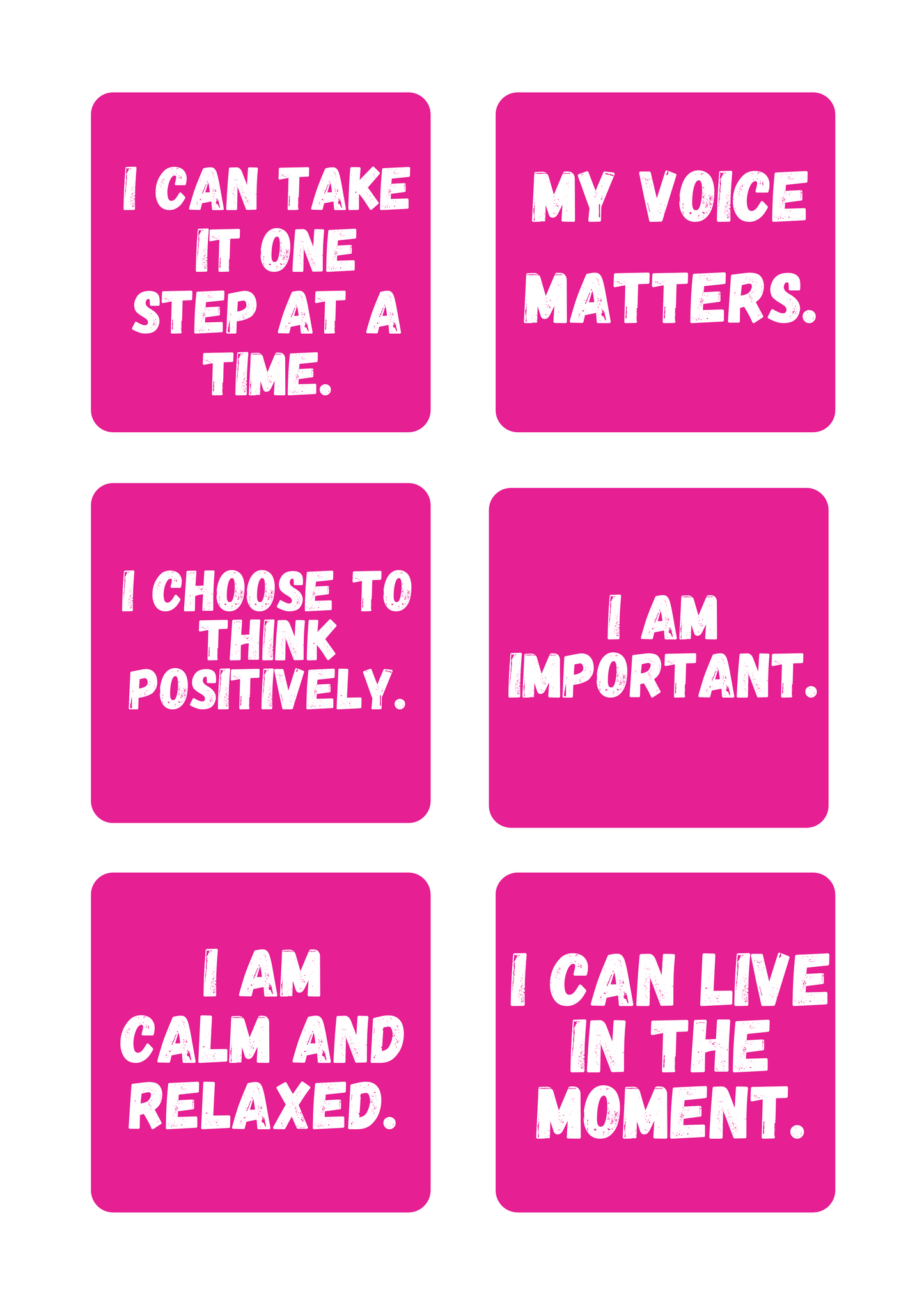 Kids Pink Positive Affirmation Cards Digital Download