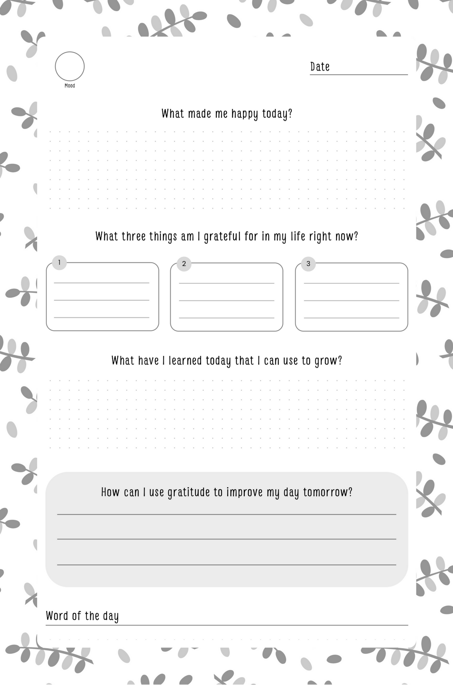 Gratitude Journal Digital Download