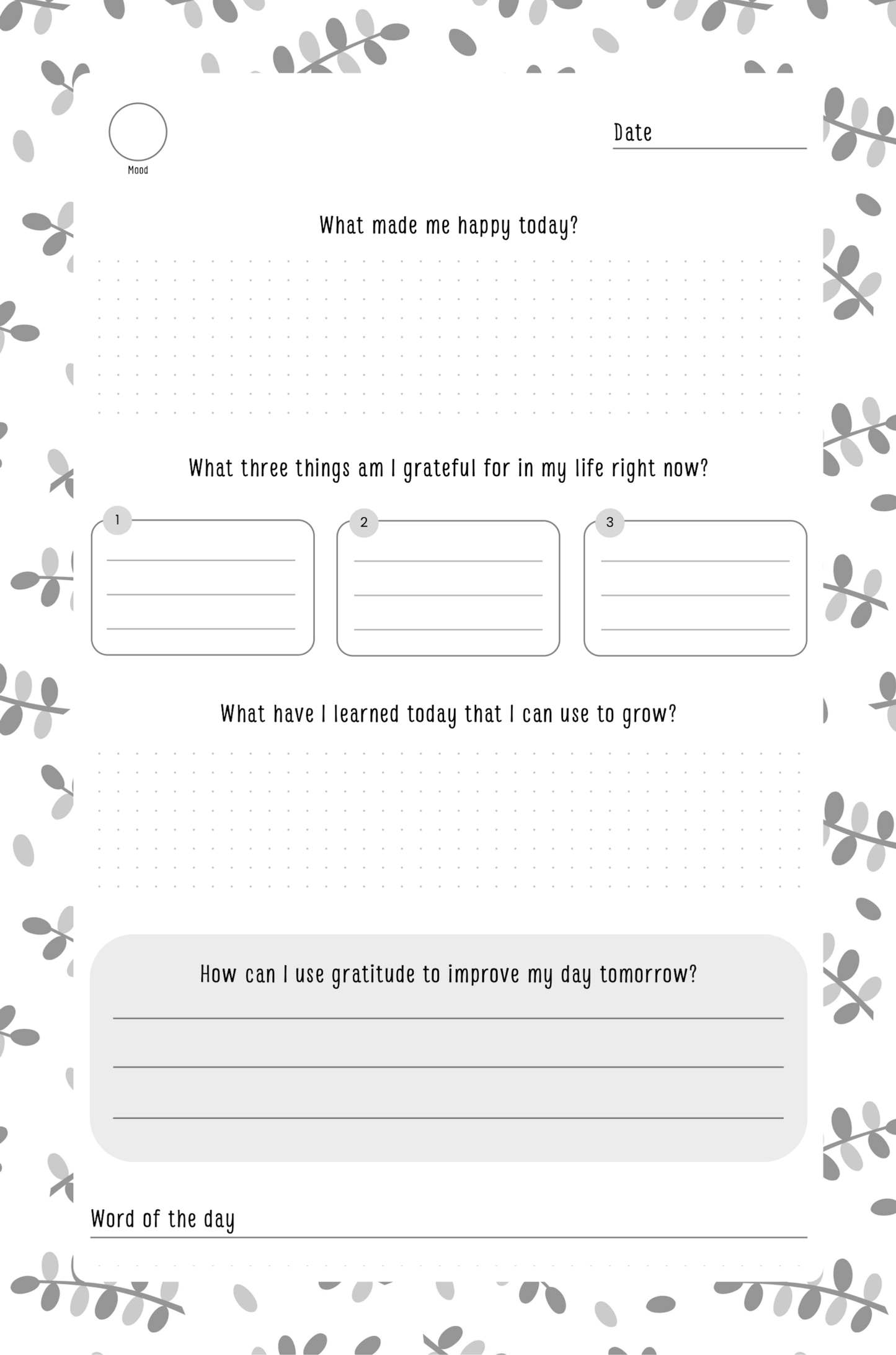 Gratitude Journal Digital Download