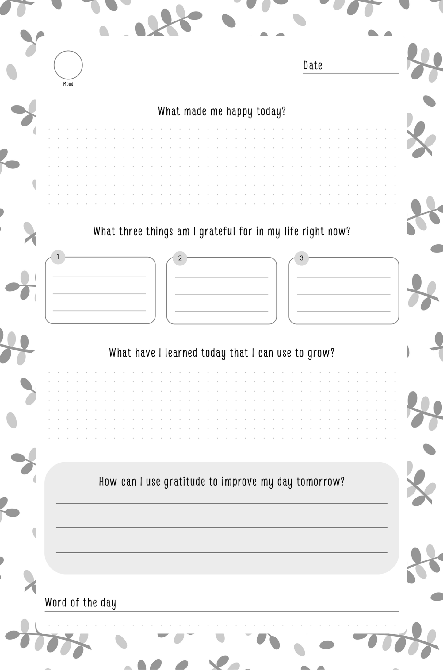 Gratitude Journal Digital Download