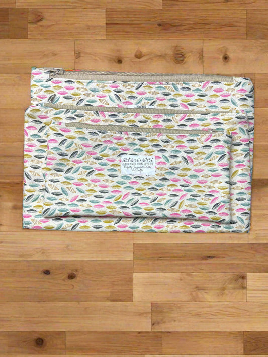 Frappe’ Leafs Handmade Quilted Zipper Pouches