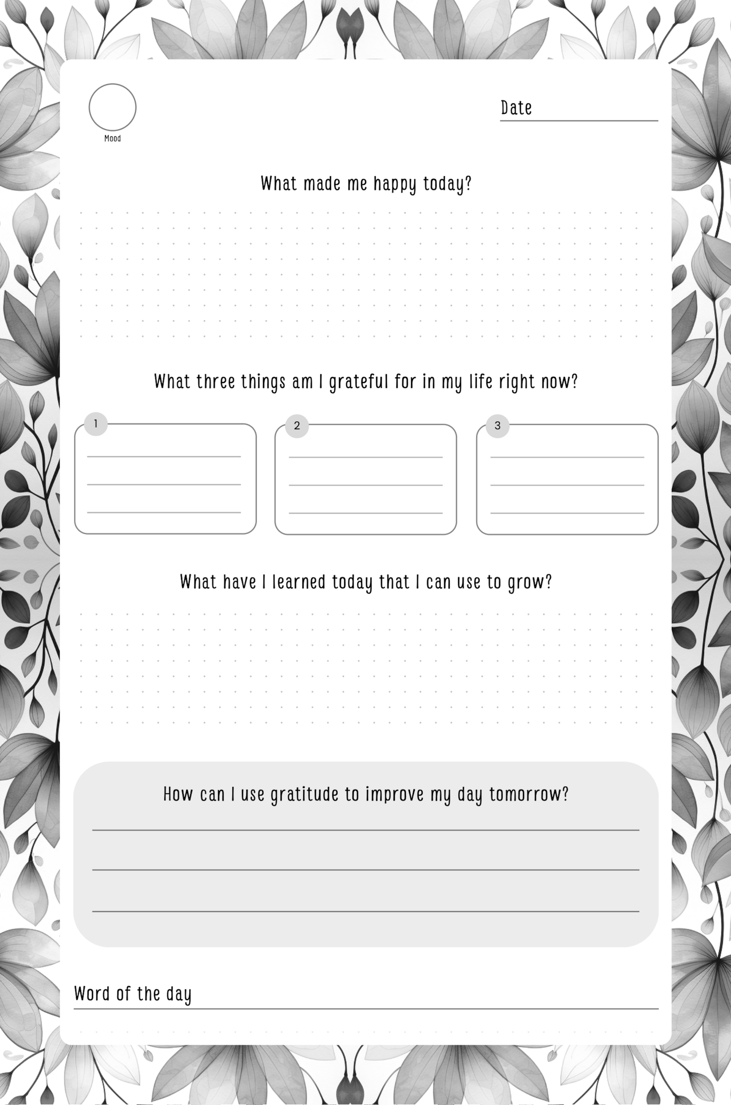 Gratitude Journal Digital Download