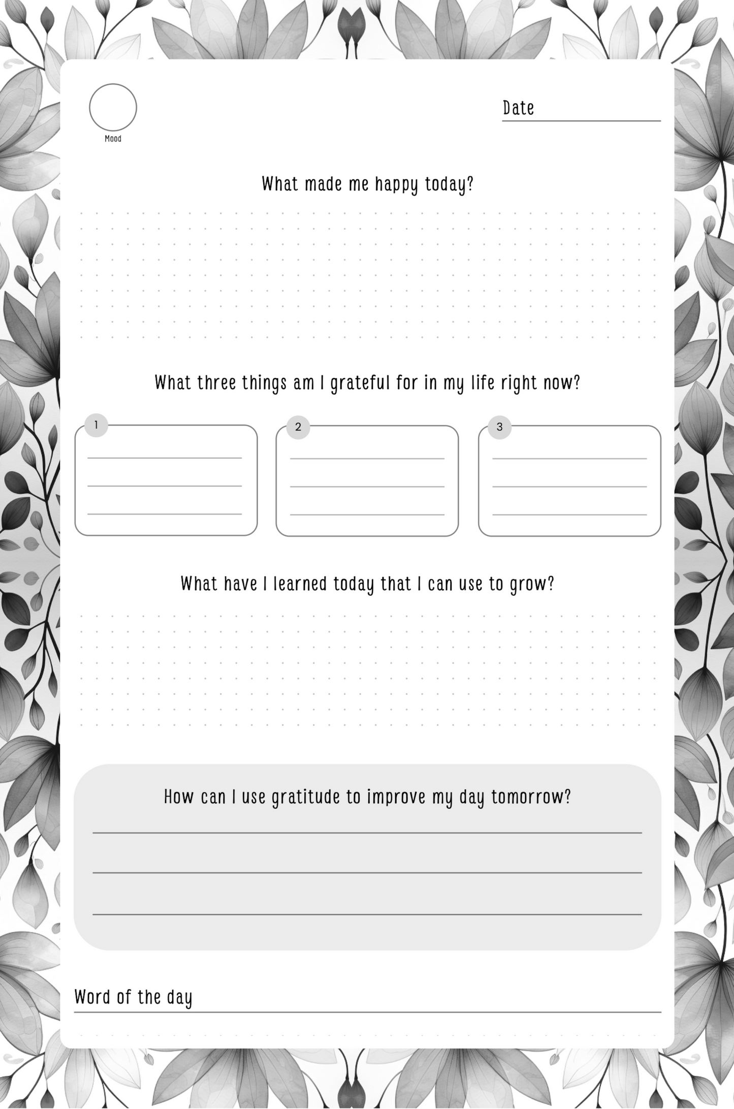 Gratitude Journal Digital Download