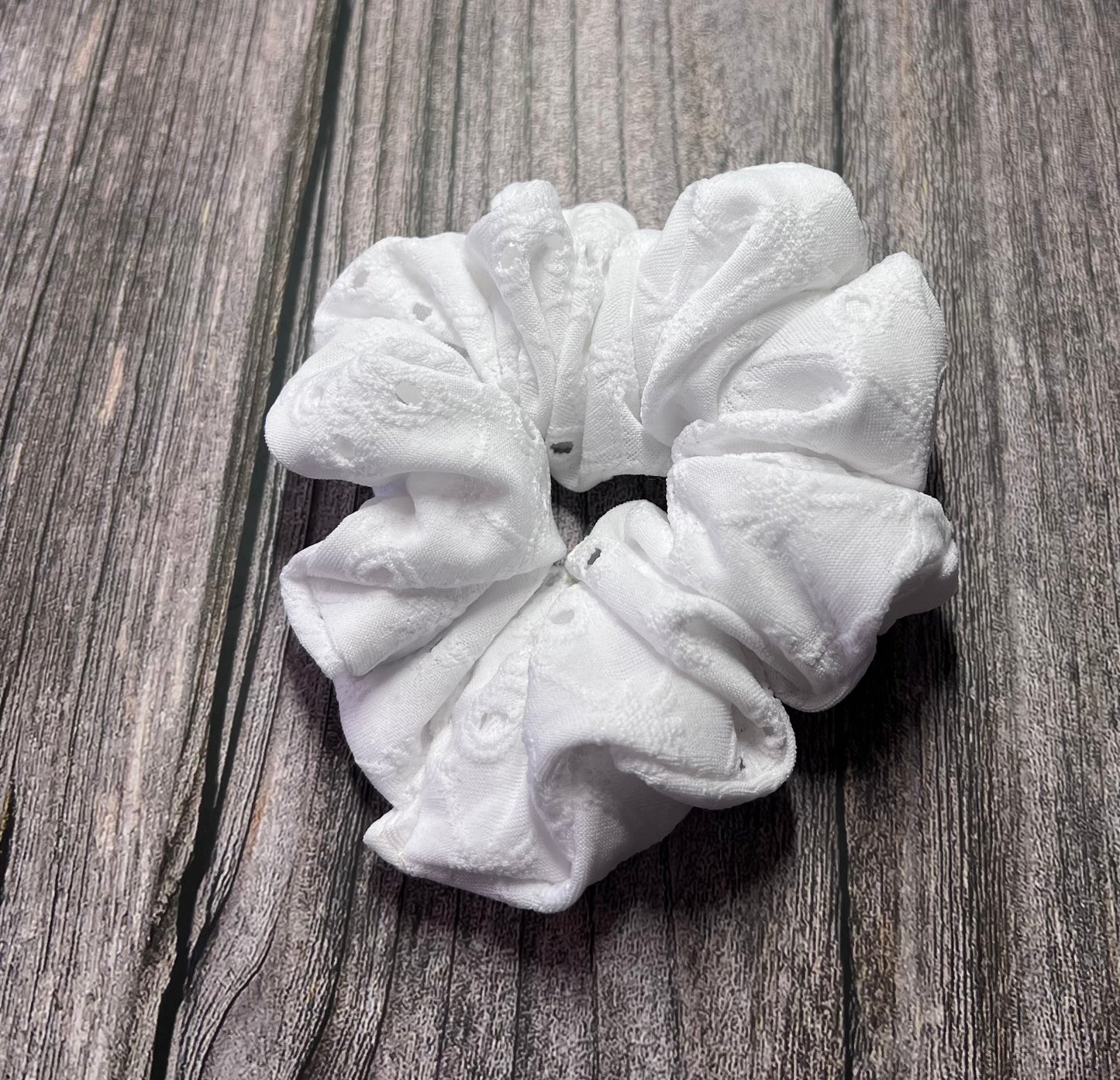 Semi Lace White Scrunchie